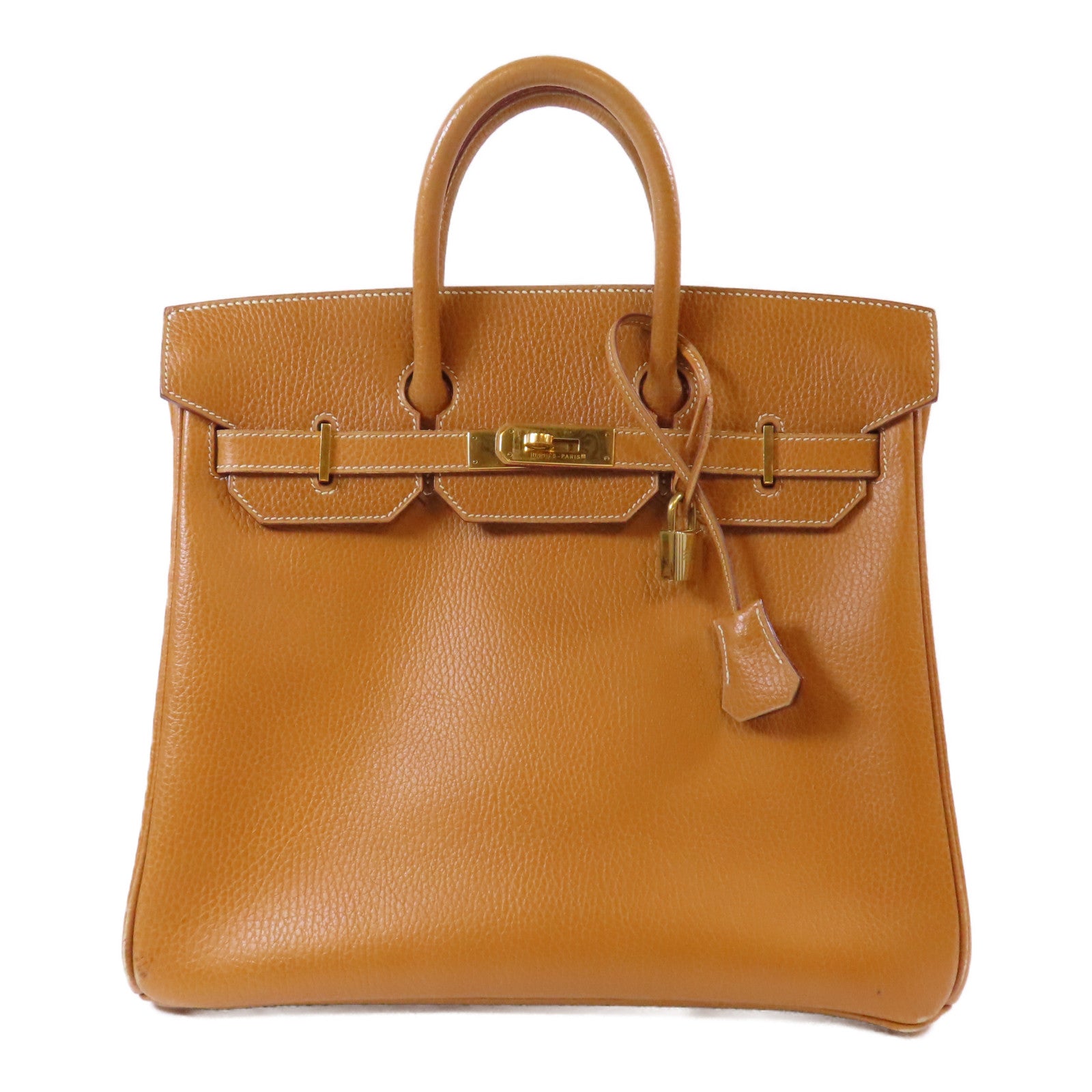 HERMES Ardennes皮革Haut a Courroies 32金扣手挽袋Caramel/啡色