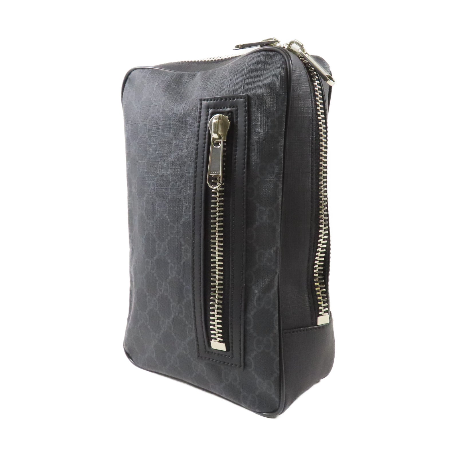 GUCCI 塗層帆布Black Sling Backpack銀扣斜孭袋