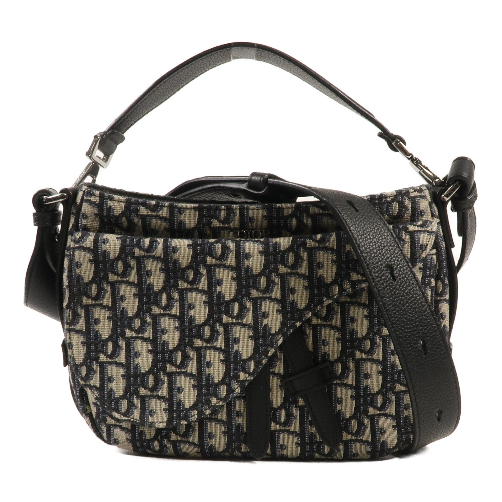 Dior 帆布Mini Saddle soff銀扣手挽肩背兩用袋