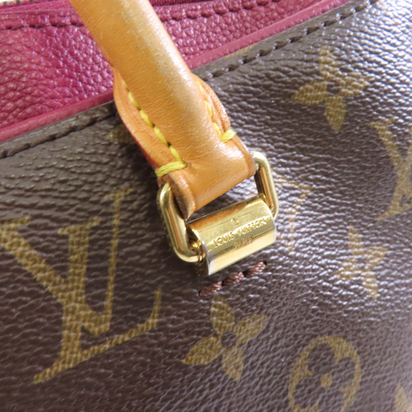LOUIS VUITTON 【激減優惠】Monogram Pallas MM金扣手挽肩背兩用袋啡色/紅色