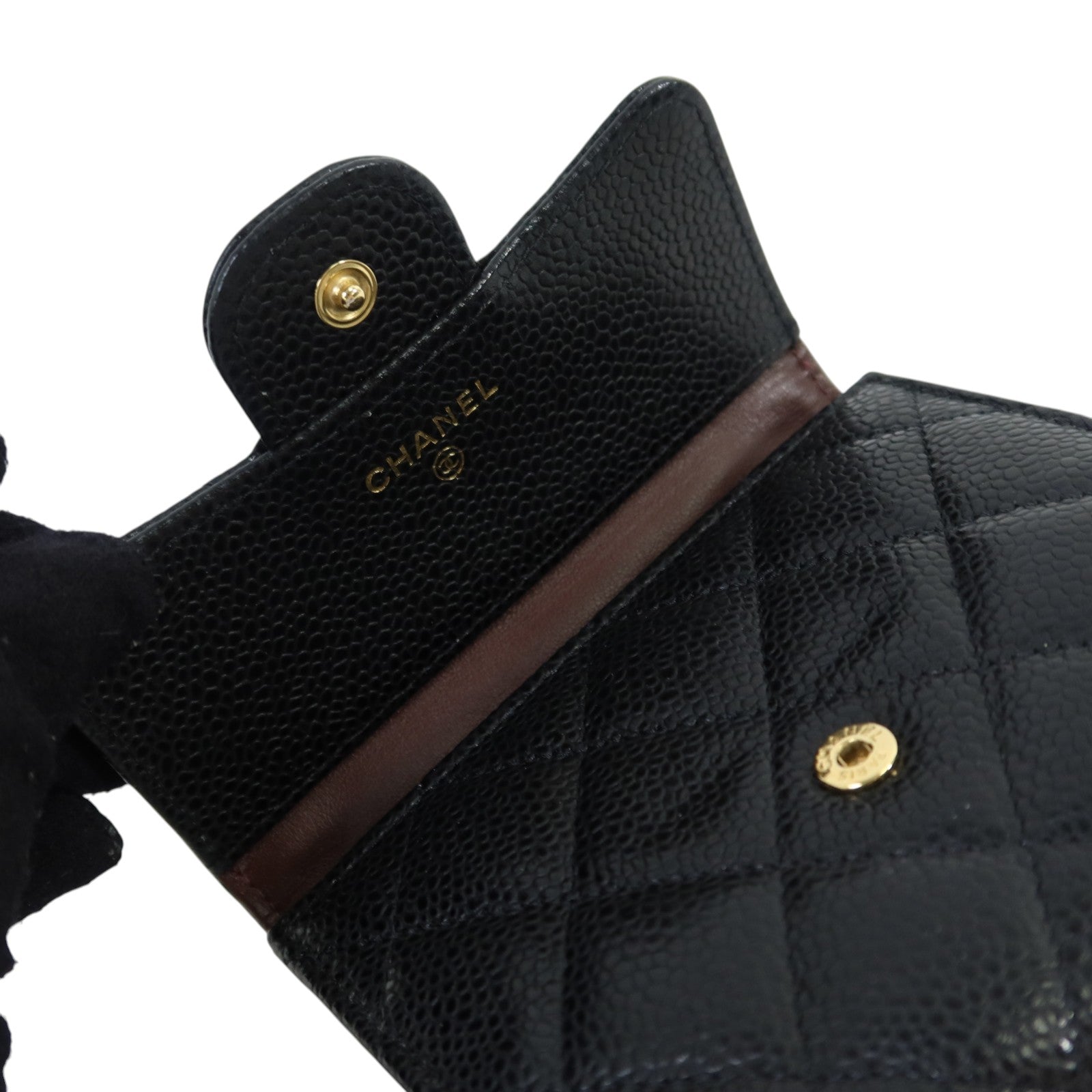 CHANEL 牛皮皮革Classic Flag Wallet金扣錢包