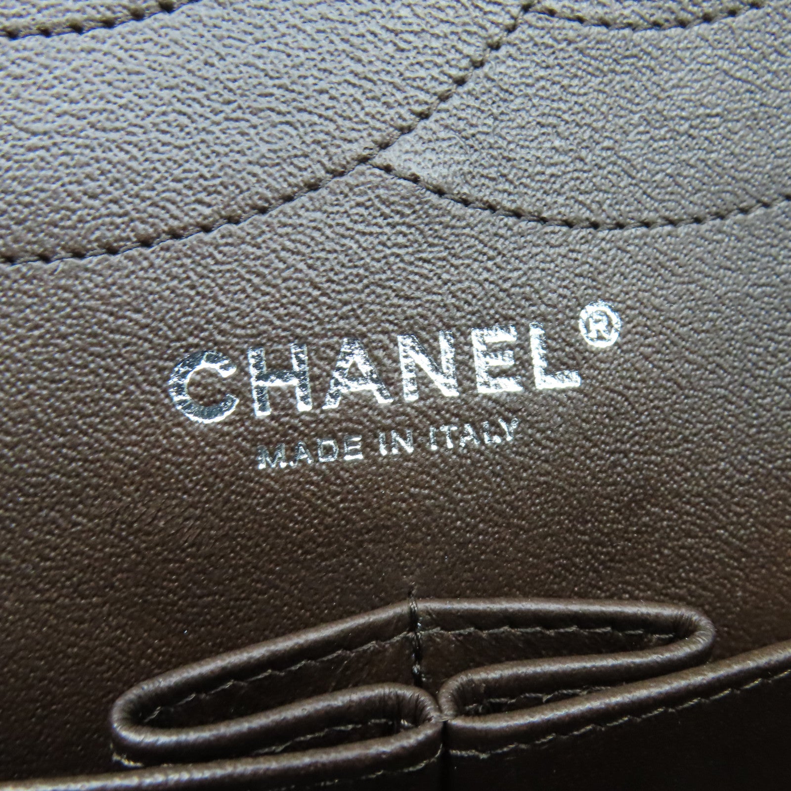CHANEL **【激減優惠】菱格漆皮皮革2.55 Jumbo銀扣鏈帶肩背袋啡色
