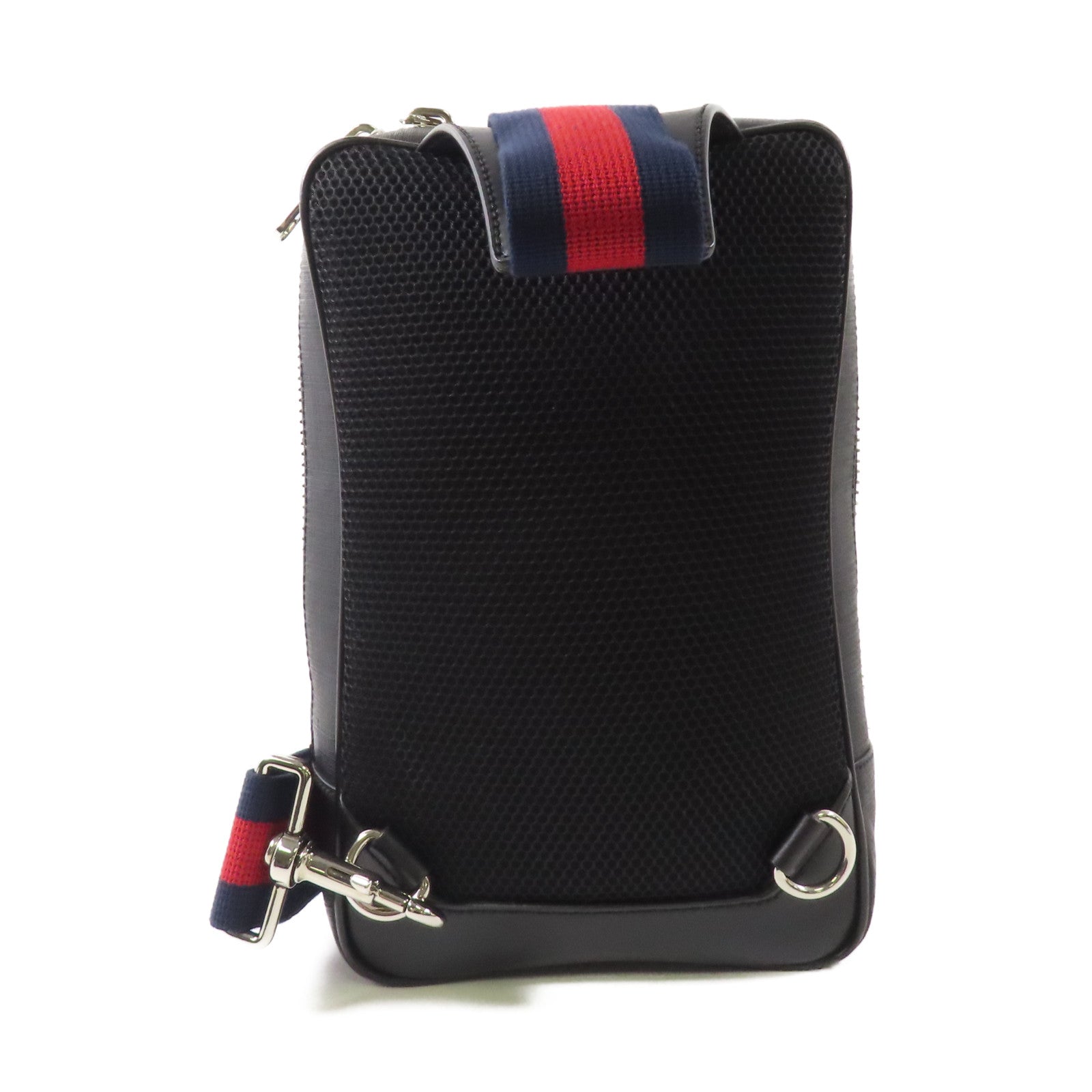 GUCCI 塗層帆布Black Sling Backpack銀扣斜孭袋