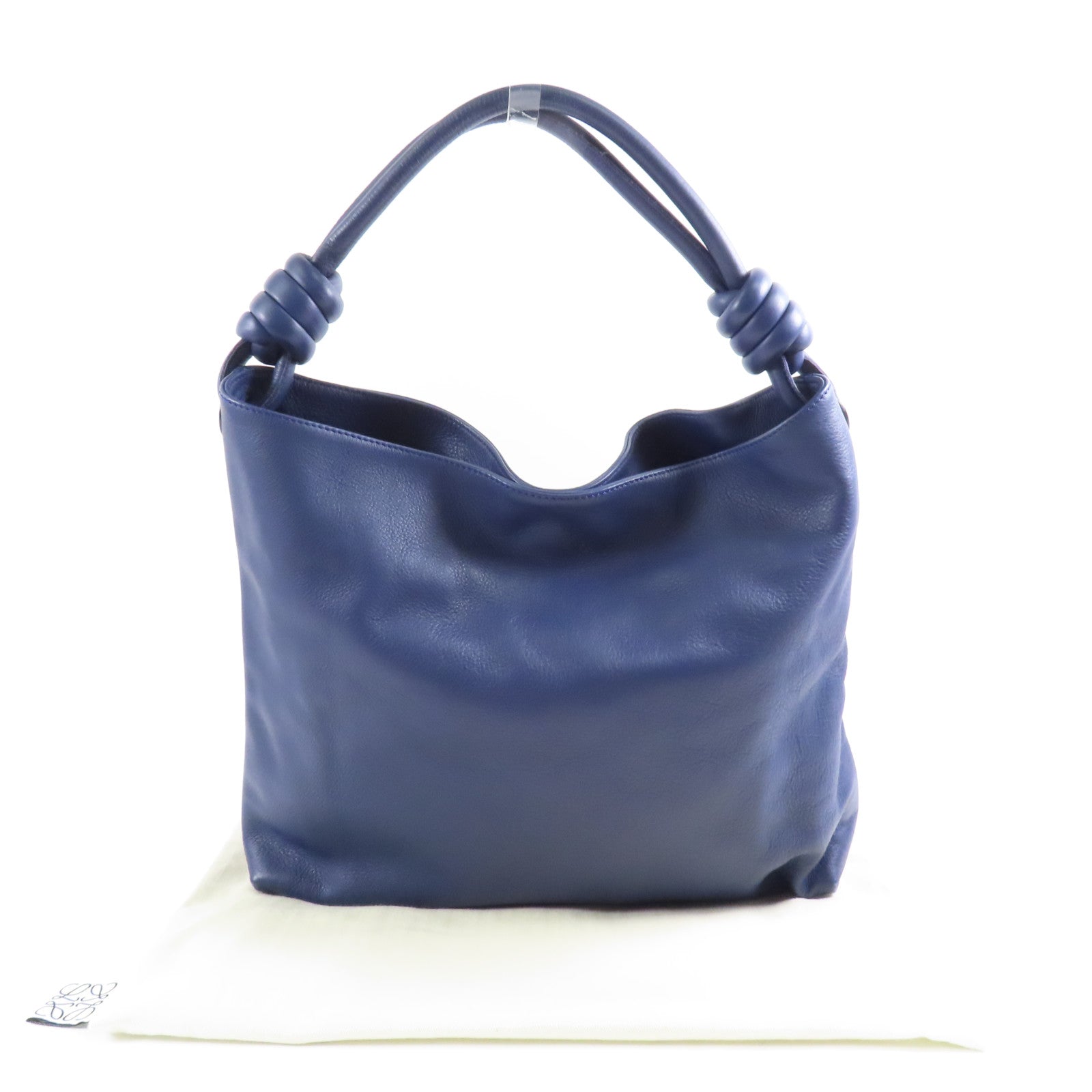 LOEWE 牛皮皮革Flamenco Knot Hobo銀扣肩背袋