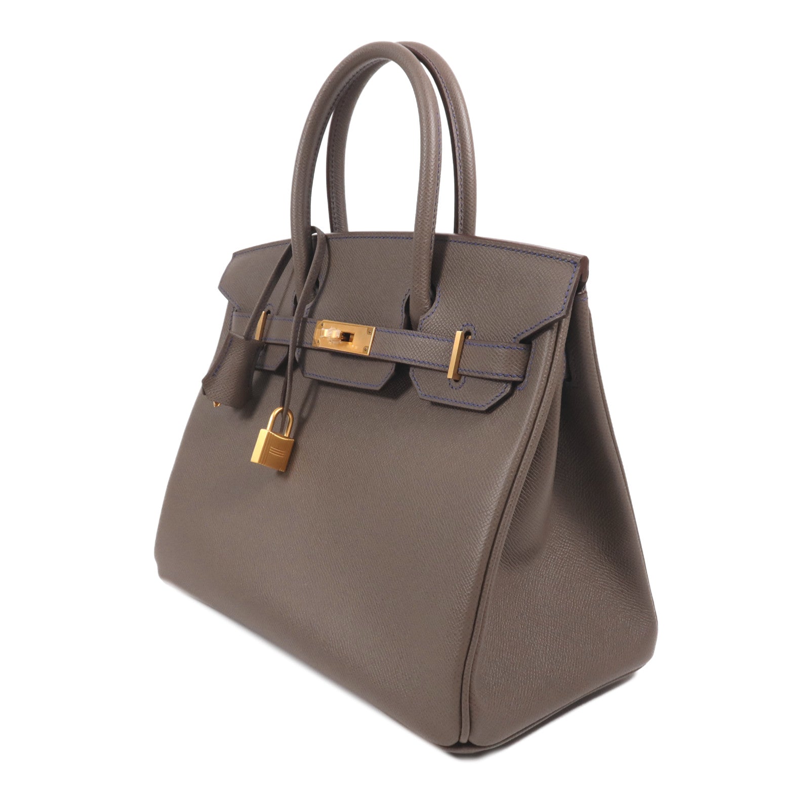 HERMES Epsom皮革Birkin 30金扣手挽袋Etain