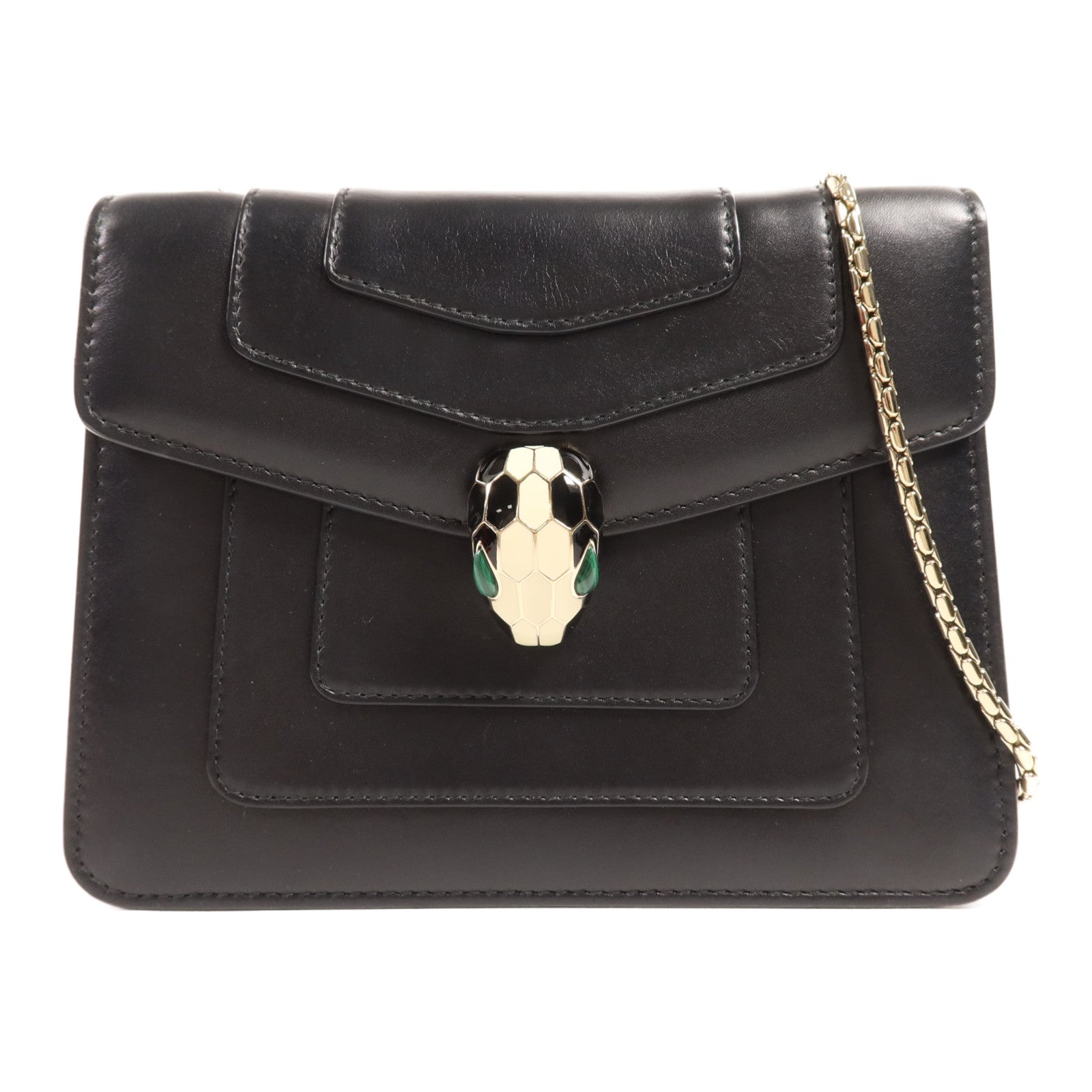 BVLGARI 牛皮皮革Chain Shoulder金扣鏈帶肩背袋