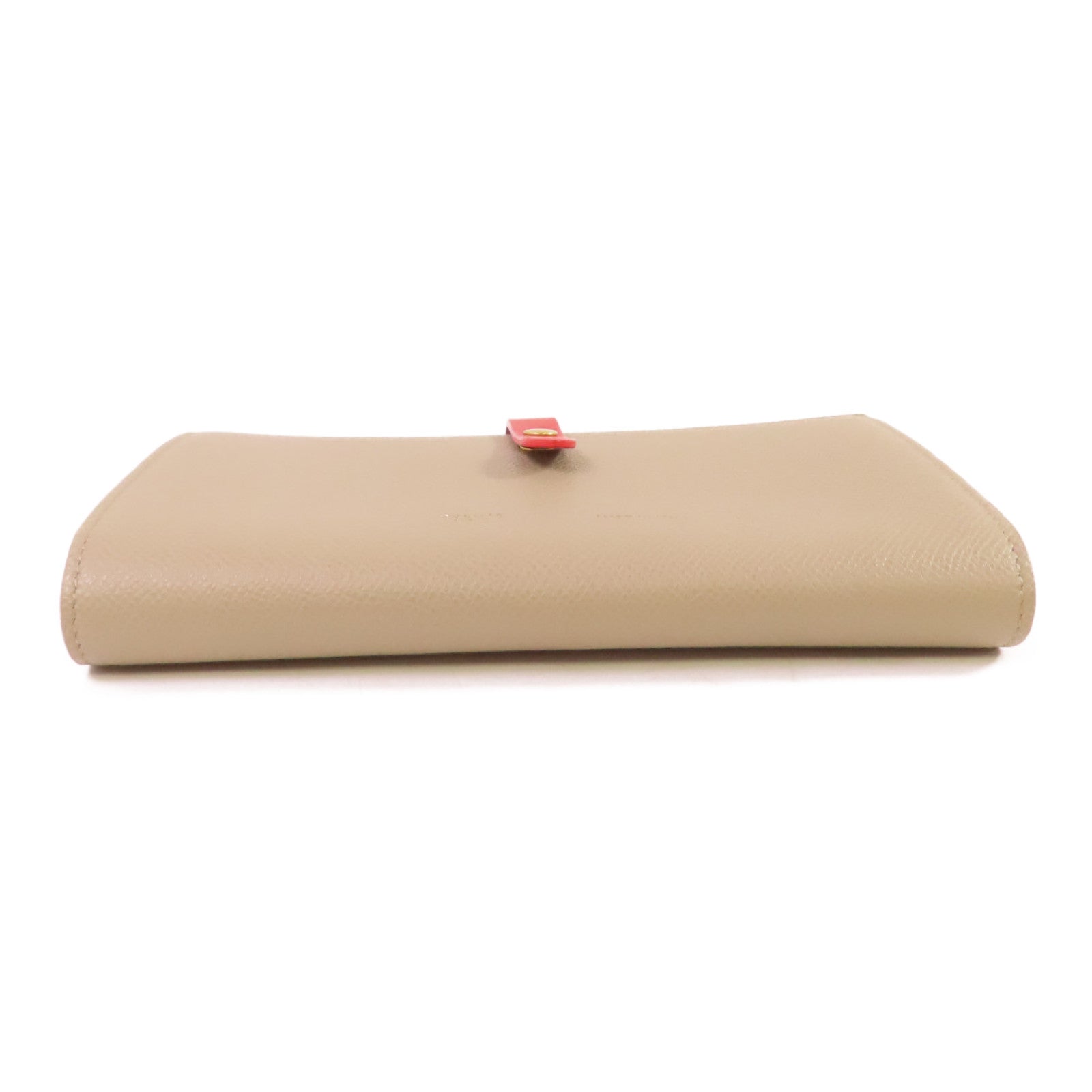 CELINE 牛皮皮革Clutch Wallet金扣手挽錢包兩用袋杏色/紅色