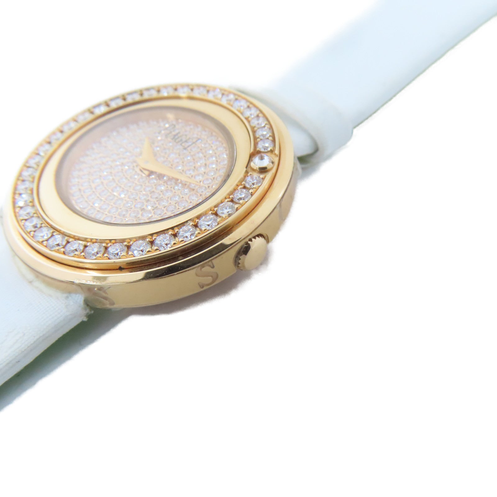 PIAGET Possession 18K玫瑰金/鑽石手錶石英機芯白色/金色