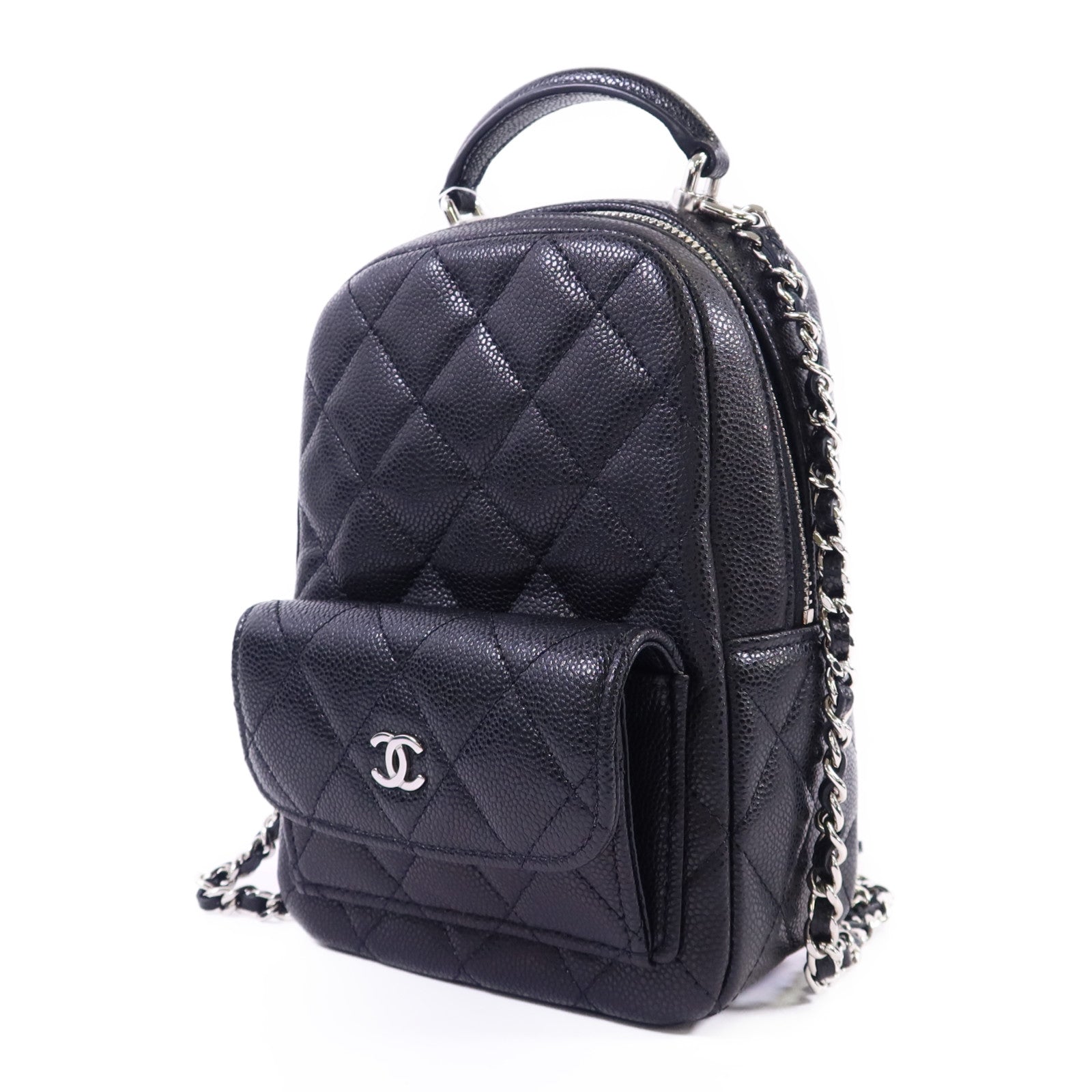 CHANEL 【激減優惠】牛皮皮革Mini Backpack銀扣背包