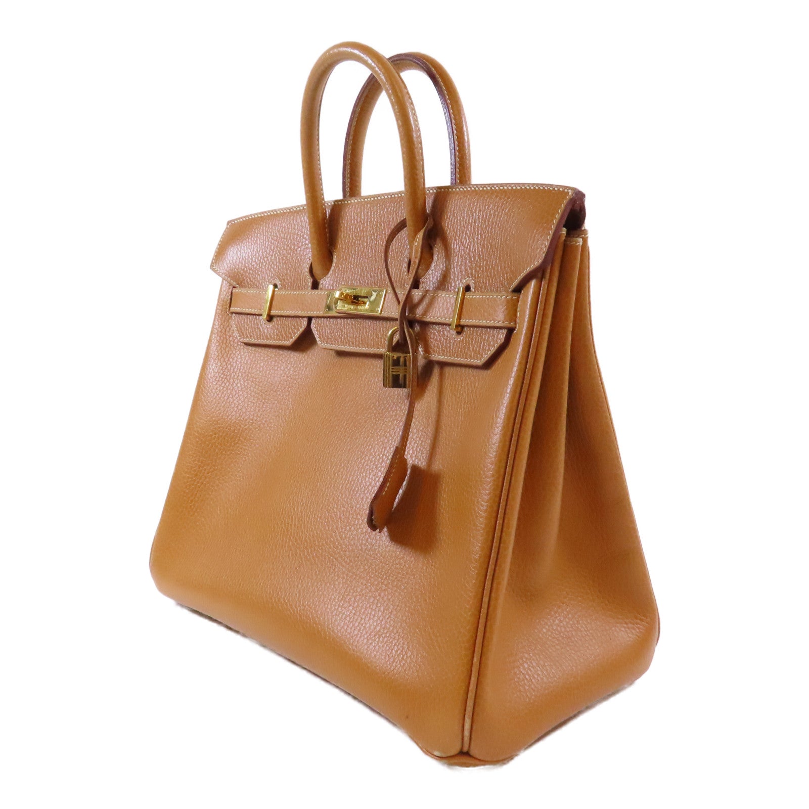 HERMES Ardennes皮革Haut a Courroies 32金扣手挽袋Caramel/啡色
