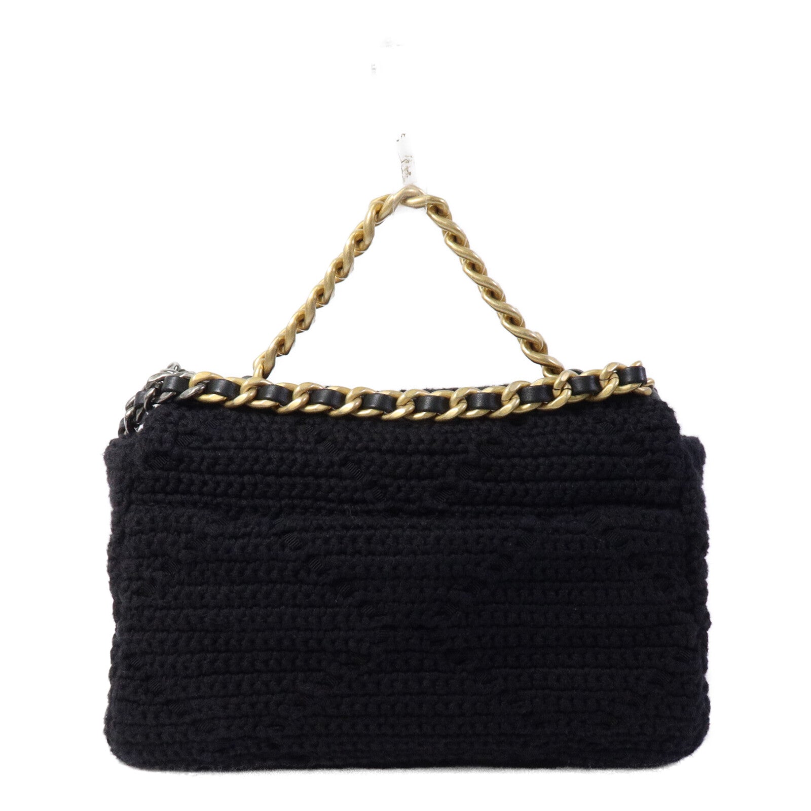 CHANEL 棉質Chanel 19 Medium鏈帶肩背袋