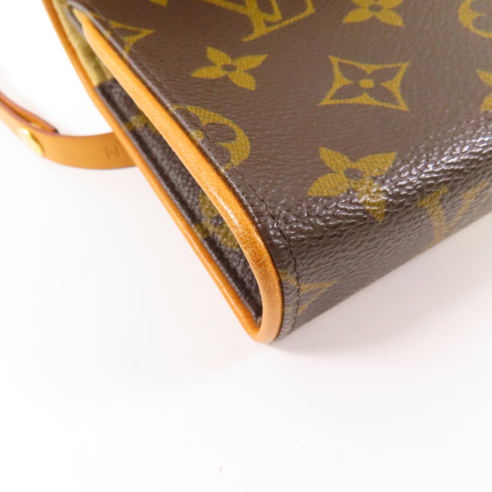 LOUIS VUITTON Monogram Pochette Florentine XS金扣腰包棕色
