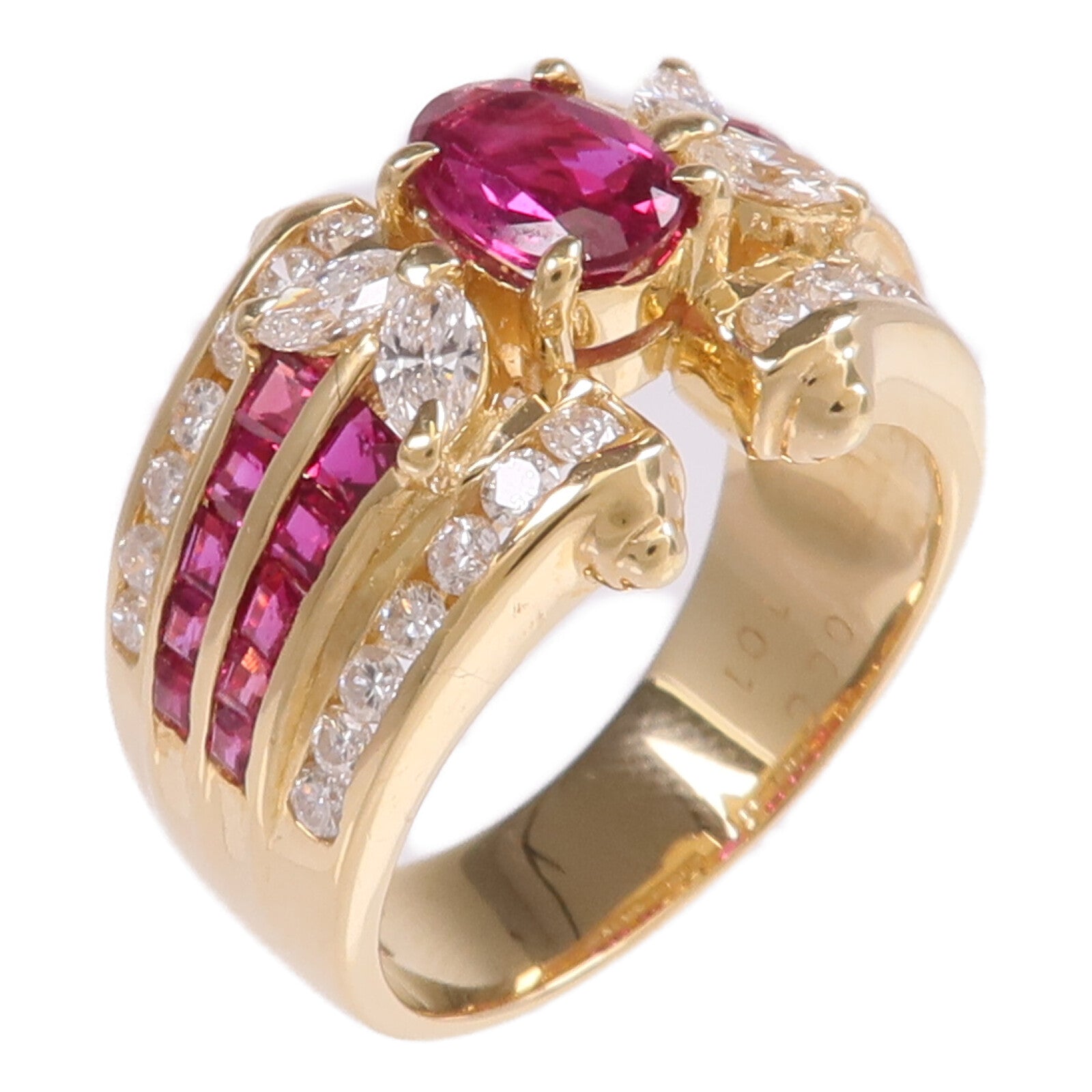 JEWELRY 18K黃金Ruby Diamond Ring紅寶石/鑽石戒指US#6.75