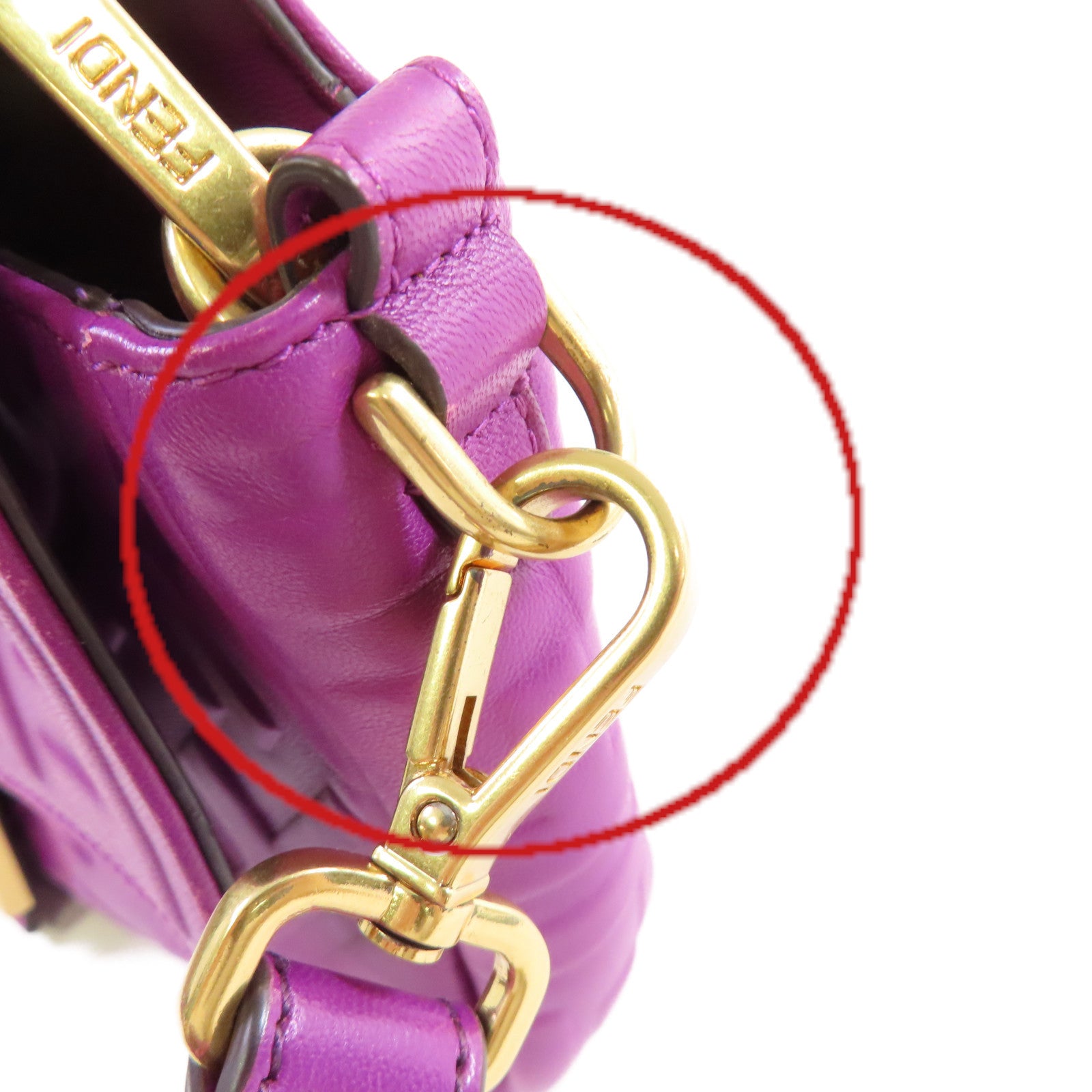 FENDI 牛皮皮革Baguette FF 2way Shoulder Bag金扣手挽肩背兩用袋紫色