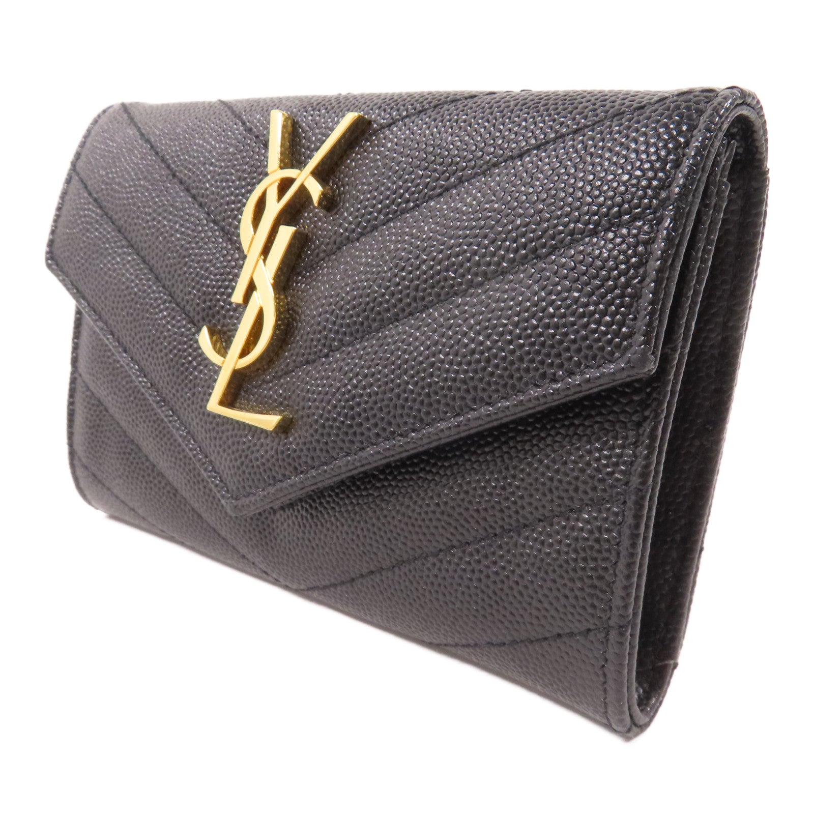 YVES SAINT LAURENT 牛皮皮革Card Case金扣卡套