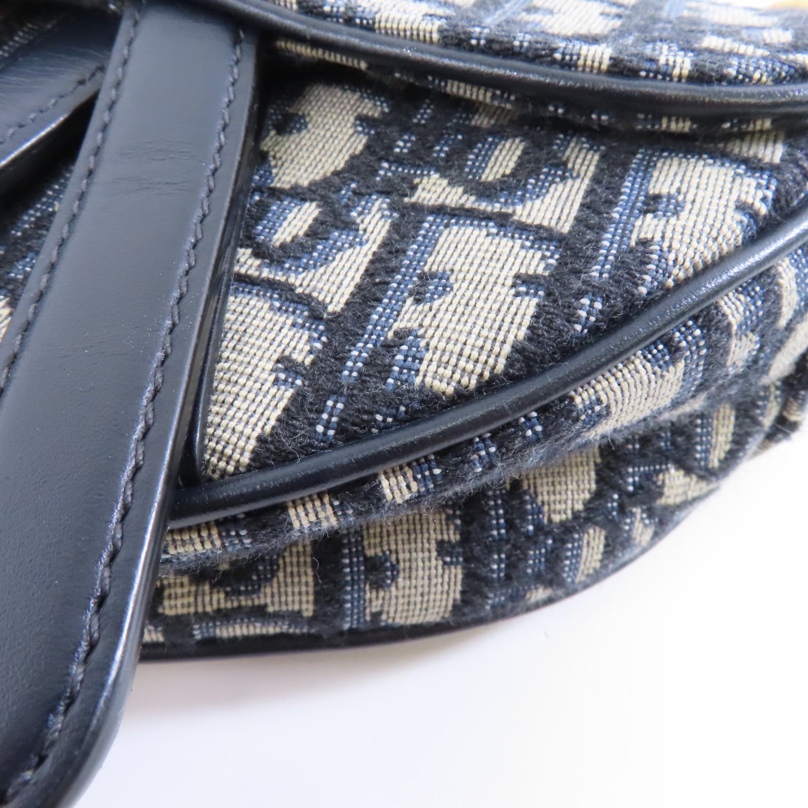 Dior 【激減優惠】帆布Saddle Mini金扣手挽袋藍色