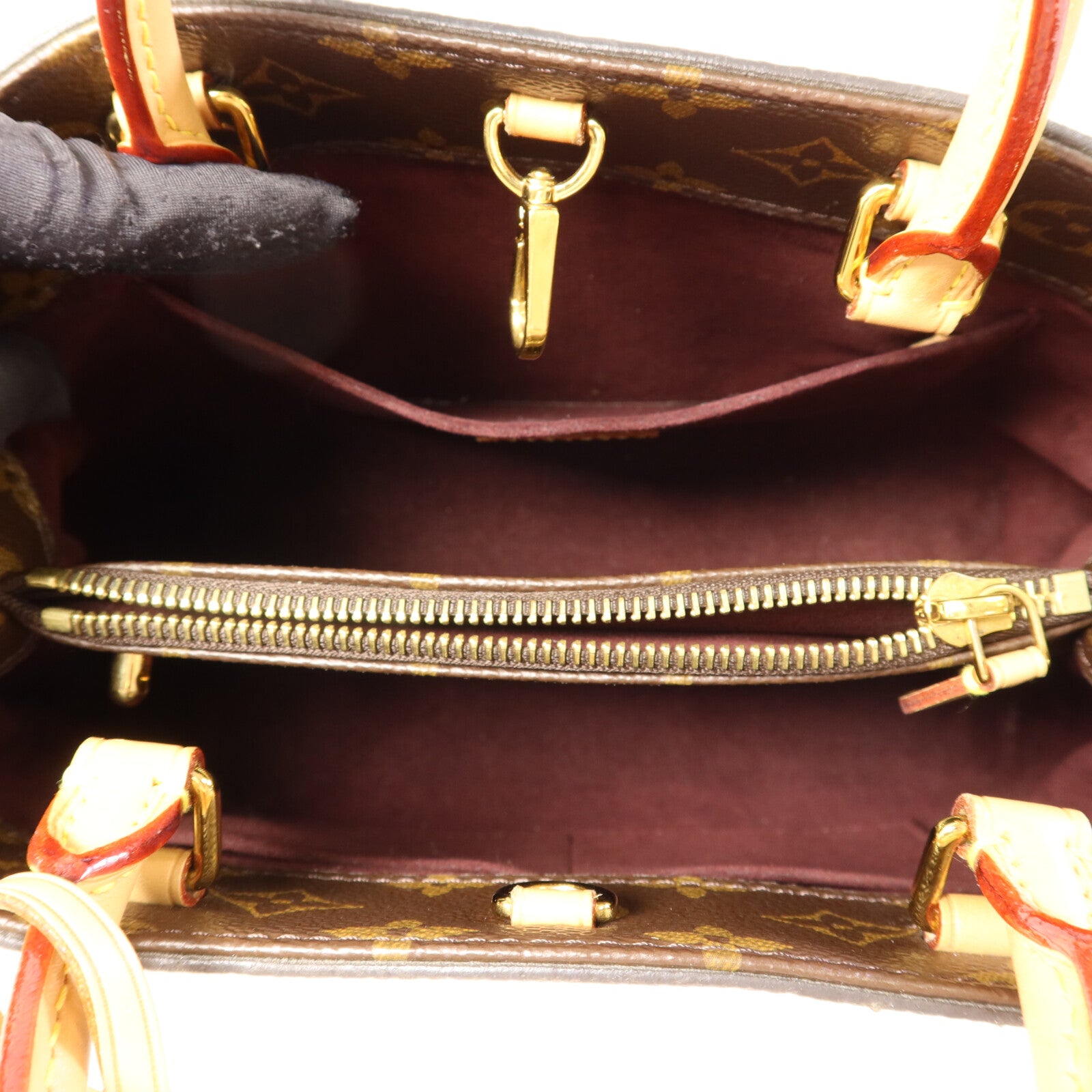 LOUIS VUITTON Monogram Montaigne BB金扣手挽肩背兩用袋棕色