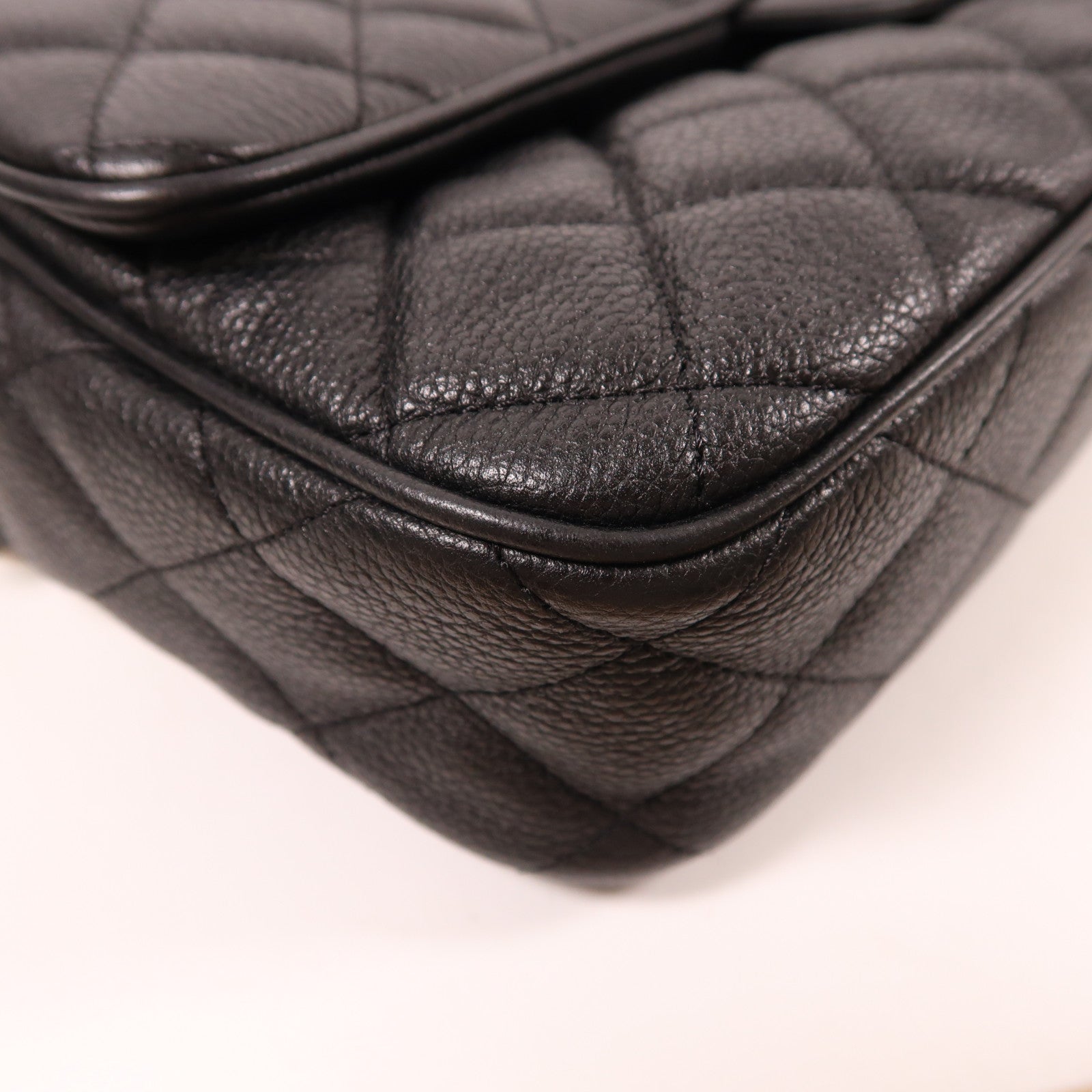 CHANEL CC SHW Shoulder Bag Calfskin Leather Black
