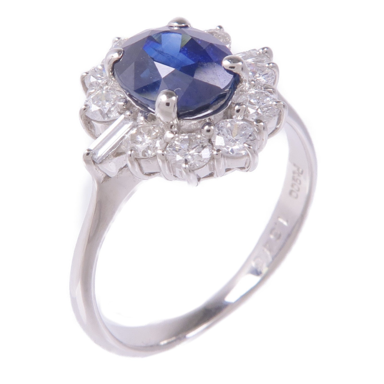 JEWELRY PT900鉑金Sapphire Diamond Ring藍寶石/鑽石戒指US#6.25