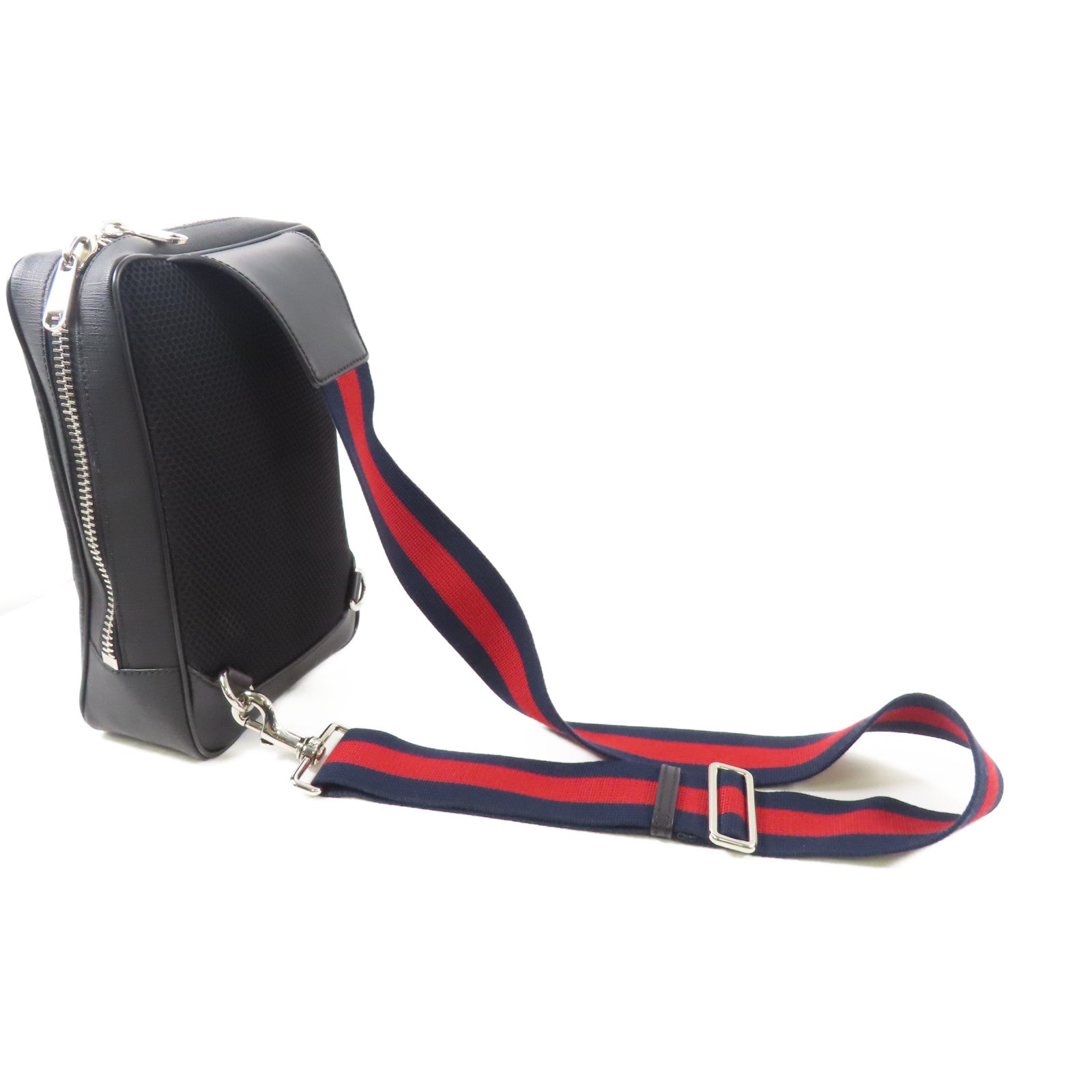GUCCI 塗層帆布Black Sling Backpack銀扣斜孭袋