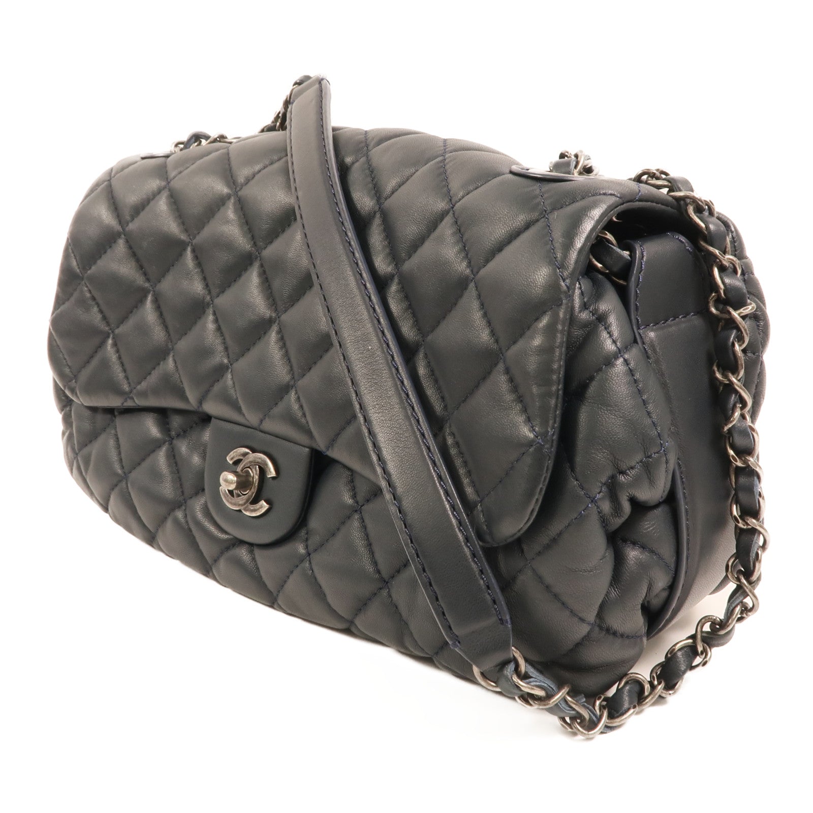 CHANEL 羊皮皮革Shoulder Bag銀扣鏈帶肩背袋