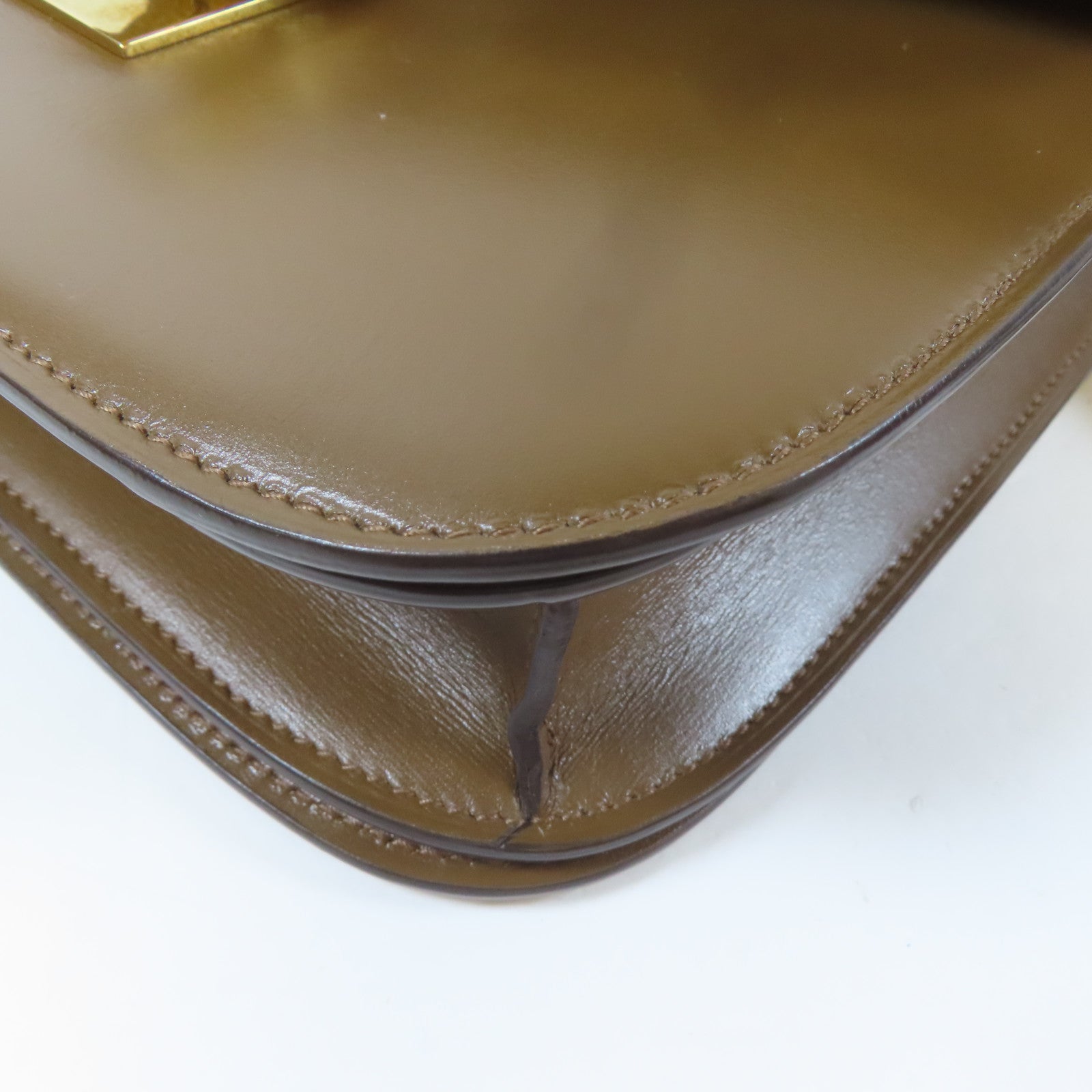 CELINE 牛皮皮革Classic Box Shoulder Bag金扣肩背袋啡色