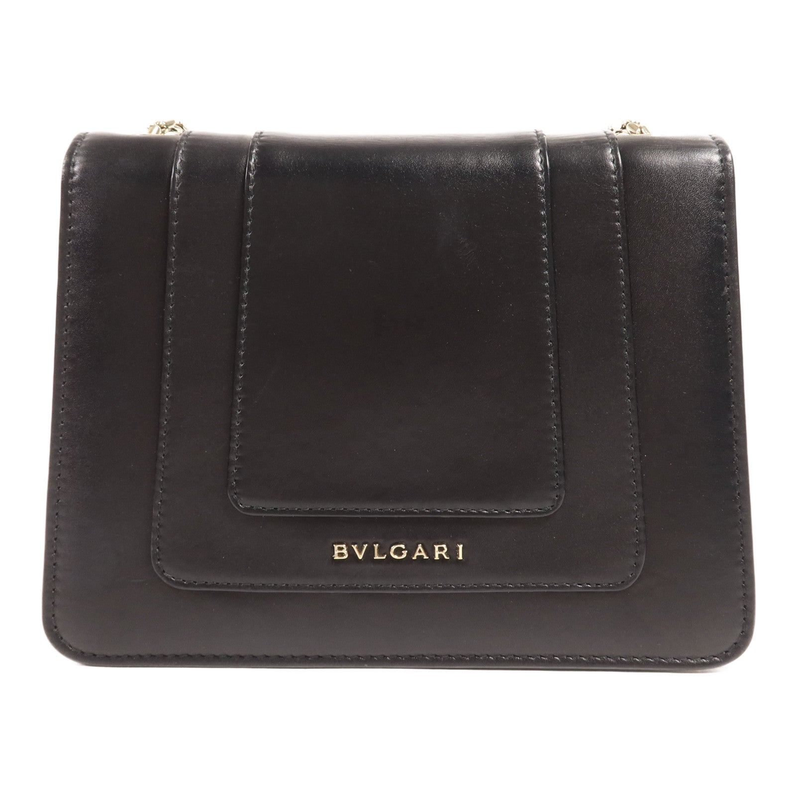 BVLGARI 牛皮皮革Chain Shoulder金扣鏈帶肩背袋