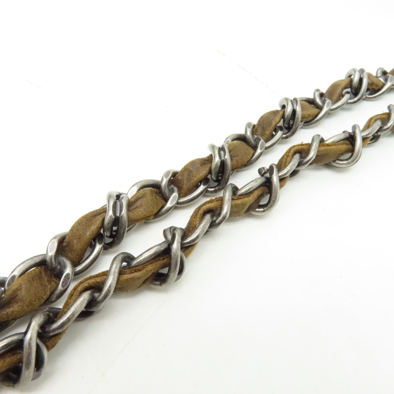 CHANEL 菱格牛皮皮革Chain Shoulder銀扣鏈帶肩背袋啡色