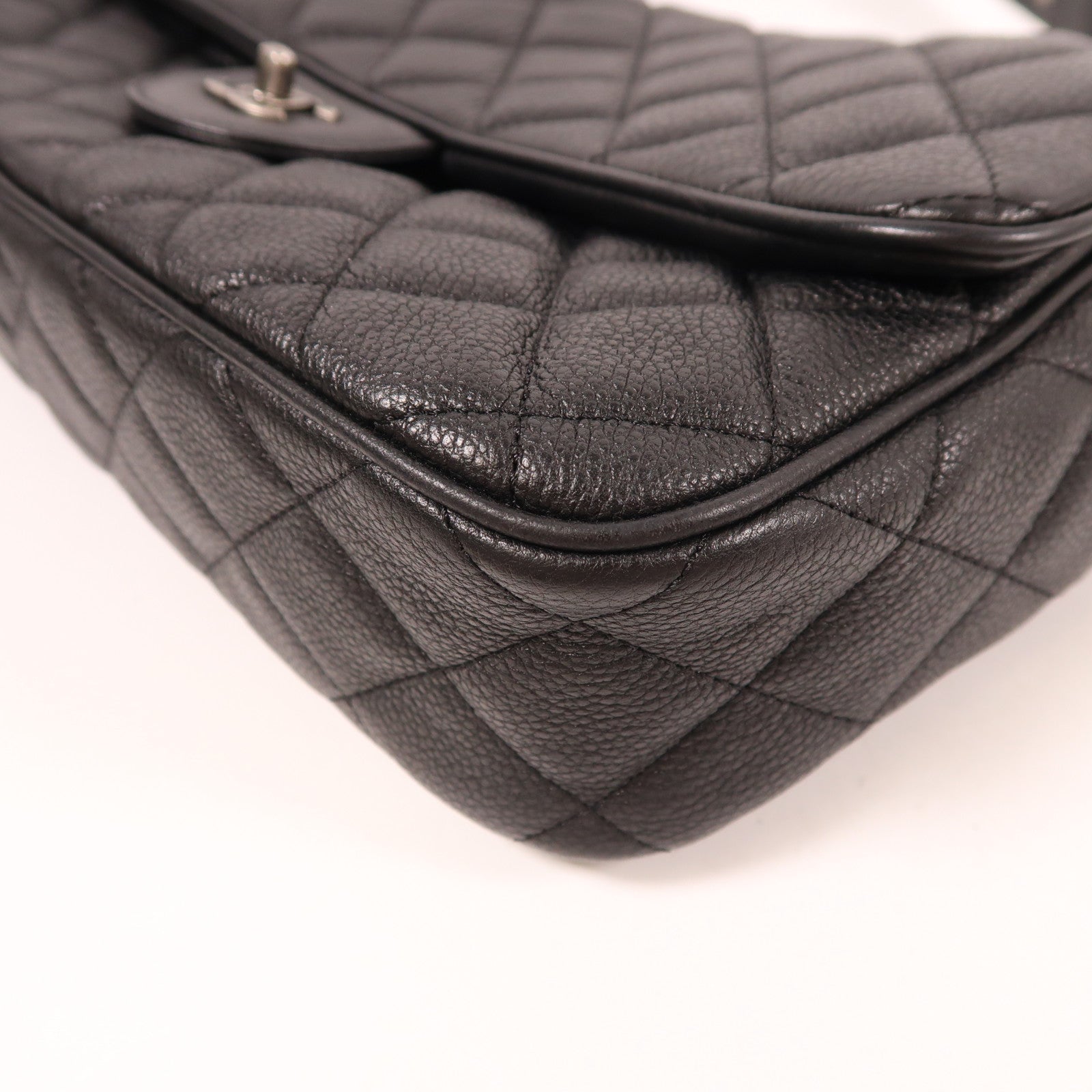 CHANEL CC SHW Shoulder Bag Calfskin Leather Black