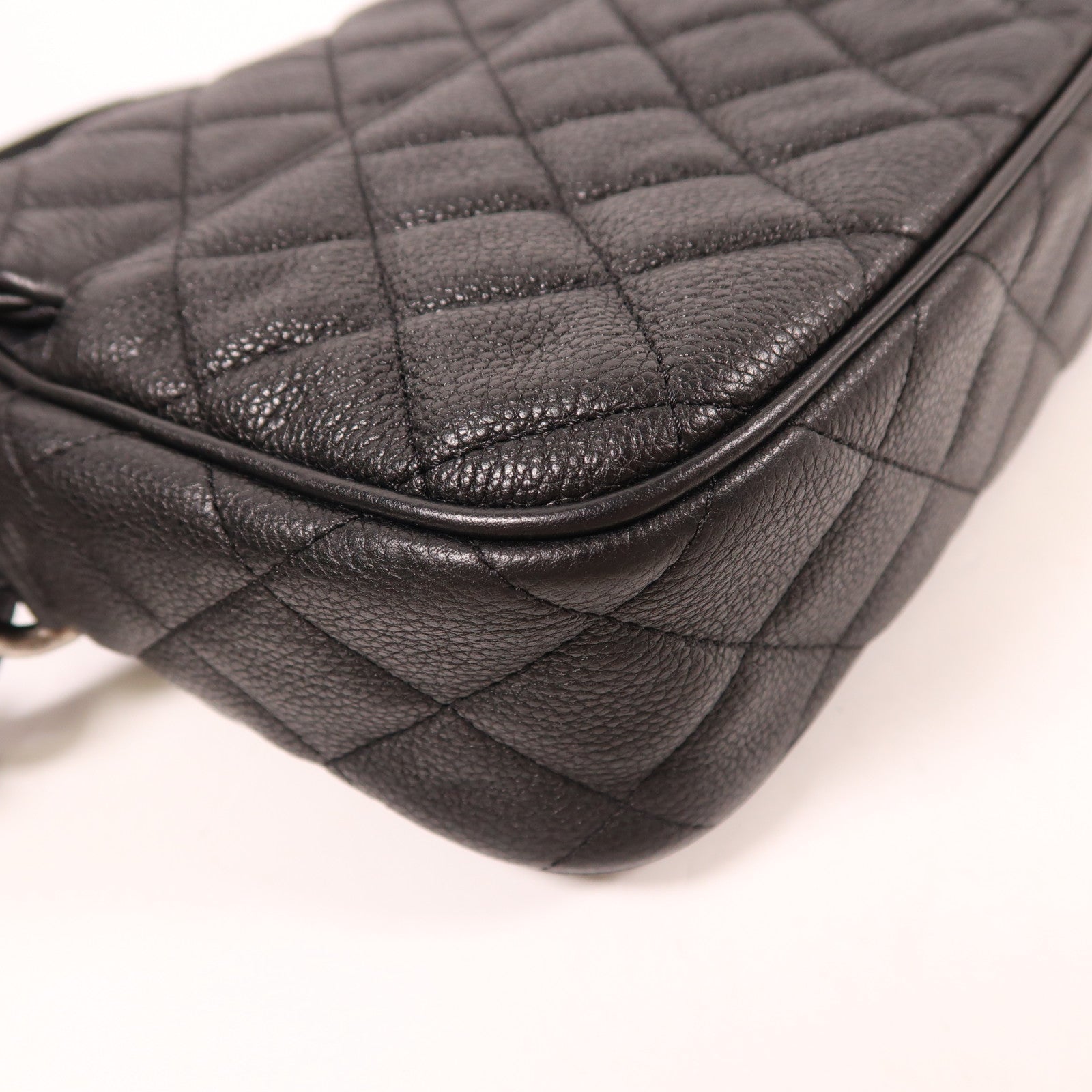 CHANEL CC SHW Shoulder Bag Calfskin Leather Black