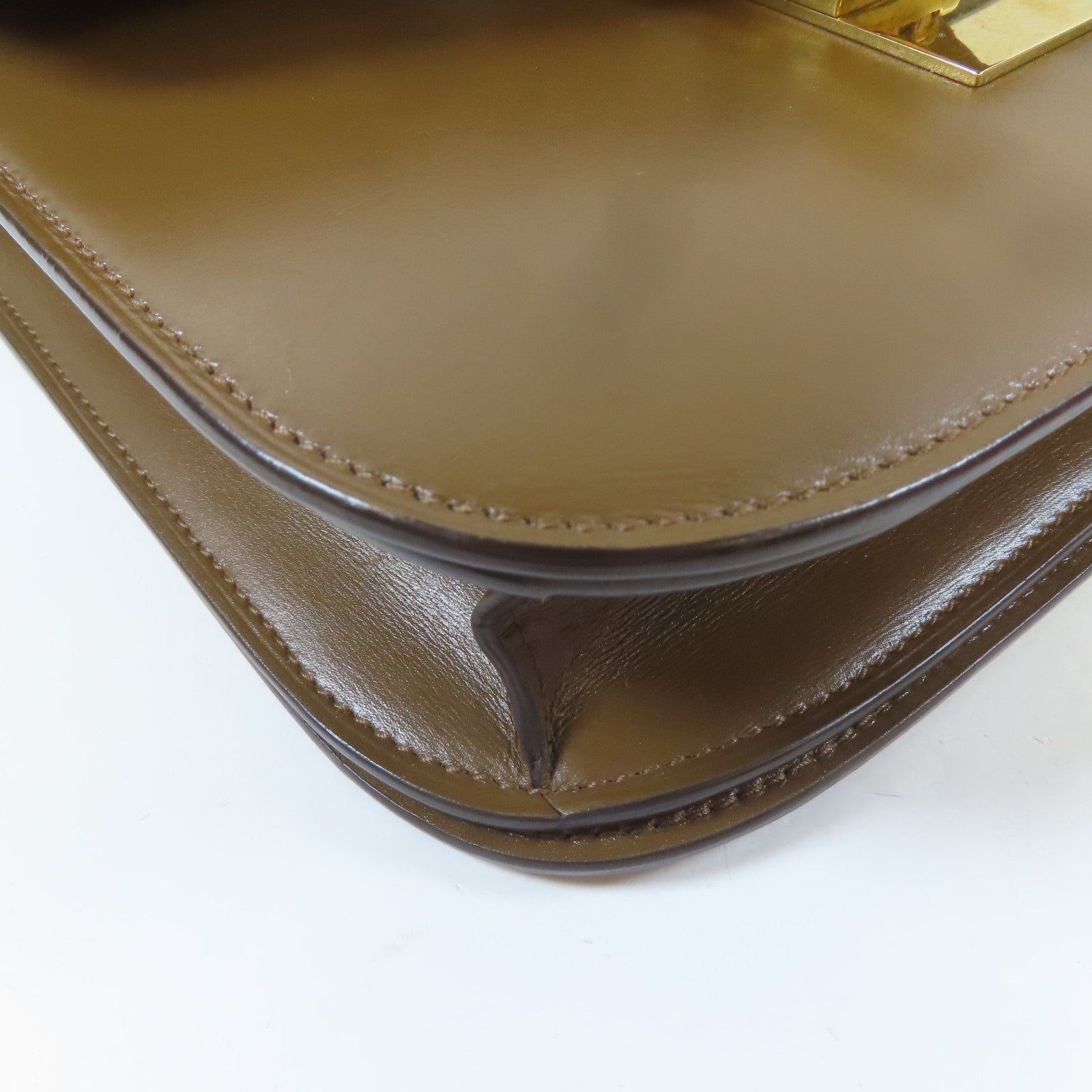 CELINE 牛皮皮革Classic Box Shoulder Bag金扣肩背袋啡色