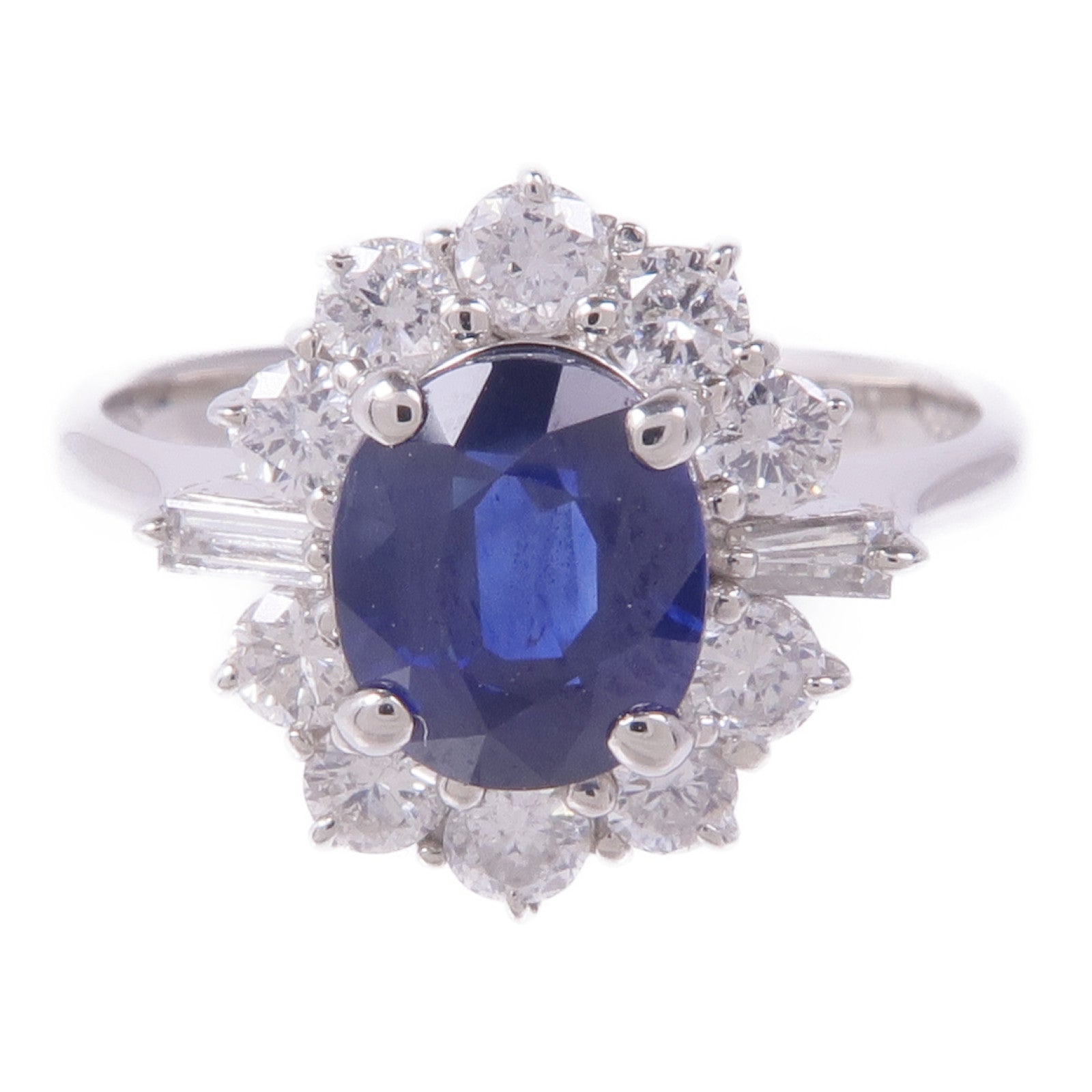 JEWELRY PT900鉑金Sapphire Diamond Ring藍寶石/鑽石戒指US#6.25