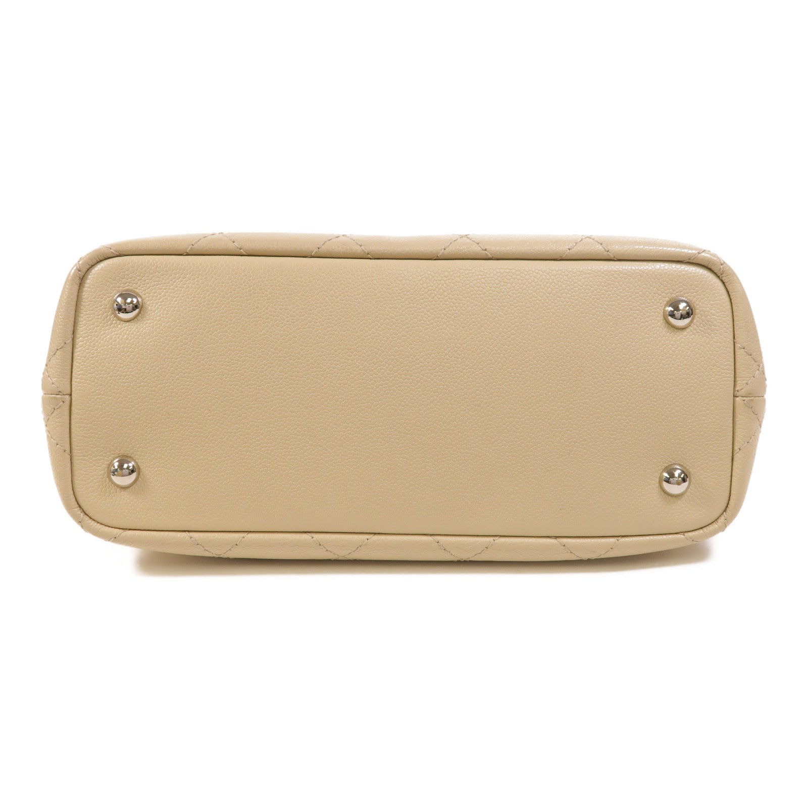 CHANEL 牛皮皮革Tote Bag銀扣肩背袋