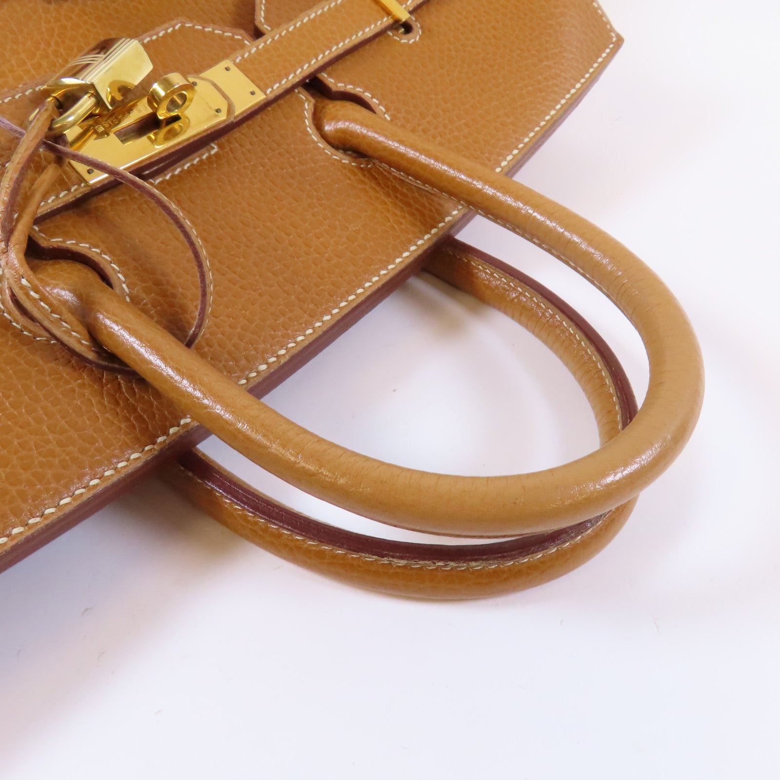 HERMES Ardennes皮革Haut a Courroies 32金扣手挽袋Caramel/啡色