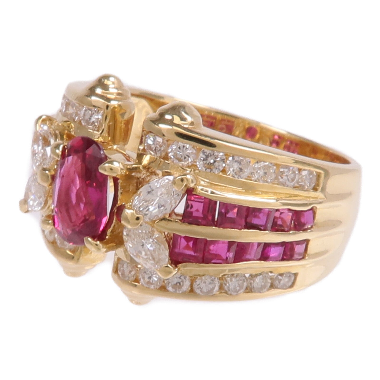 JEWELRY 18K黃金Ruby Diamond Ring紅寶石/鑽石戒指US#6.75