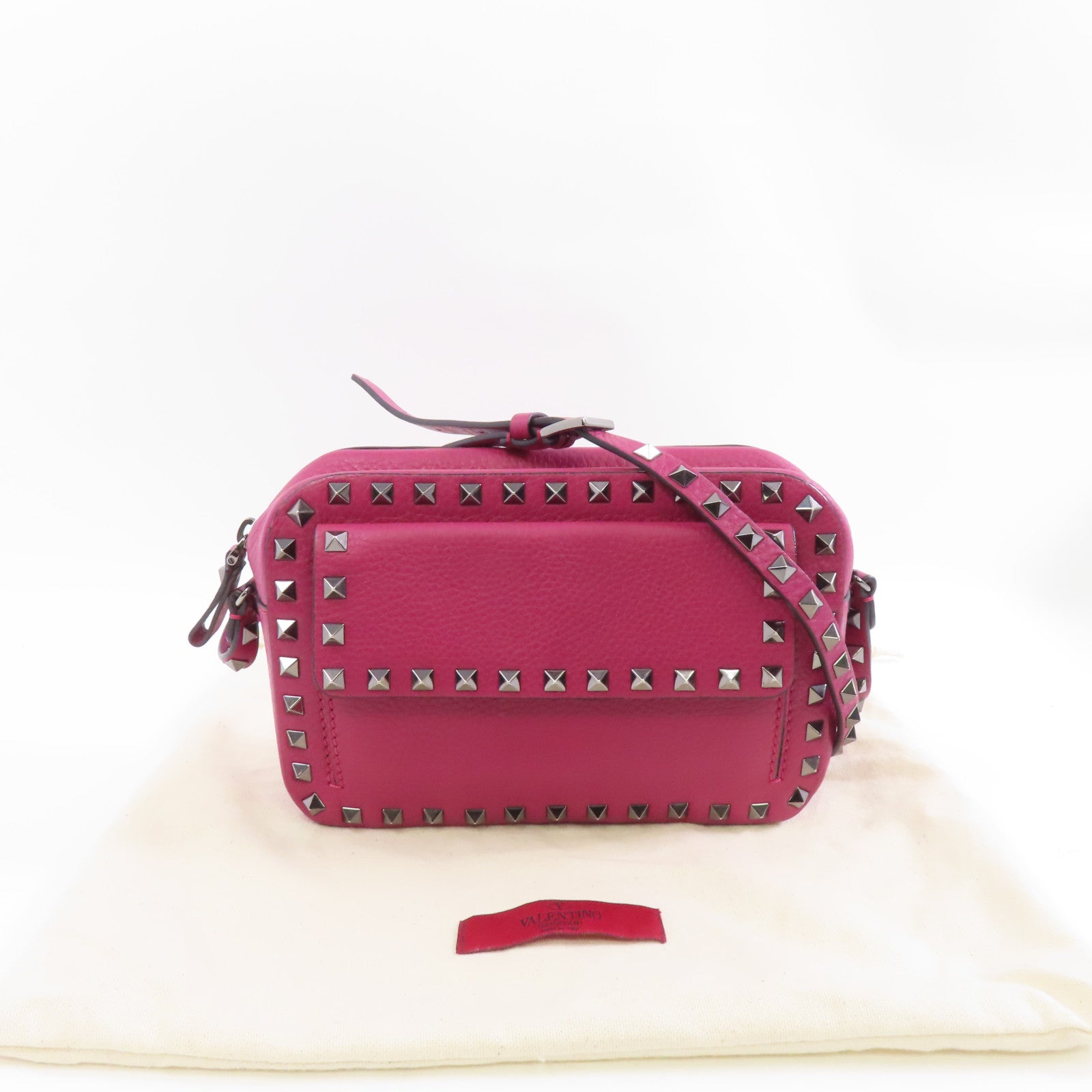 Valentino 【激減優惠】牛皮皮革Shoulder Bag銀扣肩背袋紫色