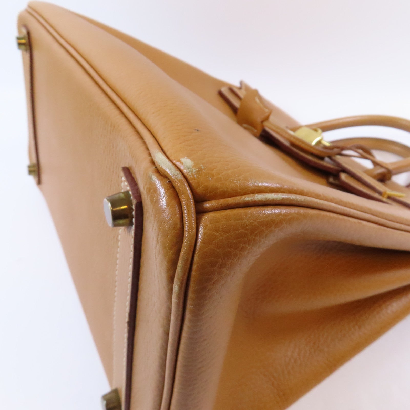 HERMES Ardennes皮革Haut a Courroies 32金扣手挽袋Caramel/啡色