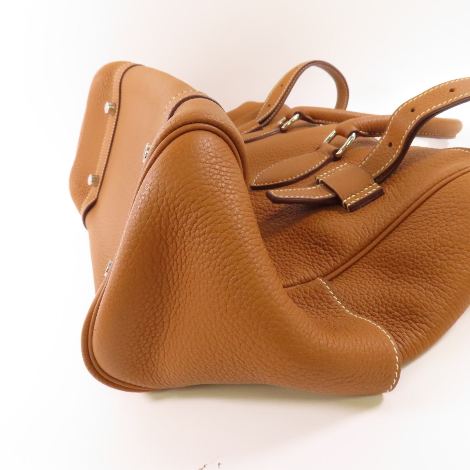 HERMES Clemence皮革Pursangle 31銀扣手挽袋Gold