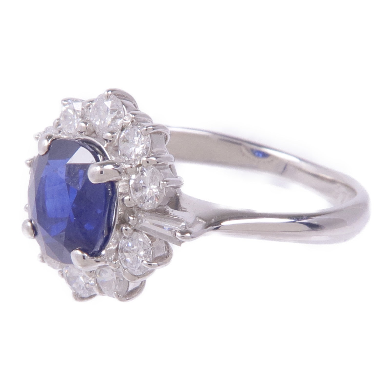 JEWELRY PT900鉑金Sapphire Diamond Ring藍寶石/鑽石戒指US#6.25