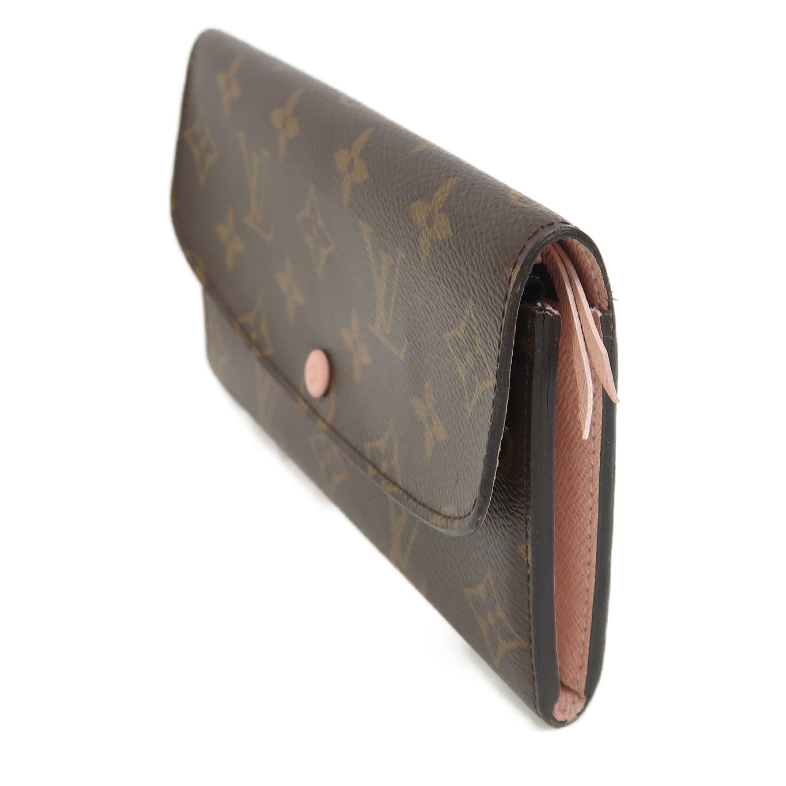 LOUIS VUITTON Monogram Emilie Wallet金扣長錢包啡色/粉紅色