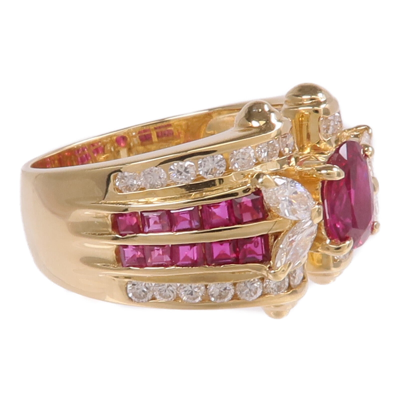 JEWELRY 18K黃金Ruby Diamond Ring紅寶石/鑽石戒指US#6.75