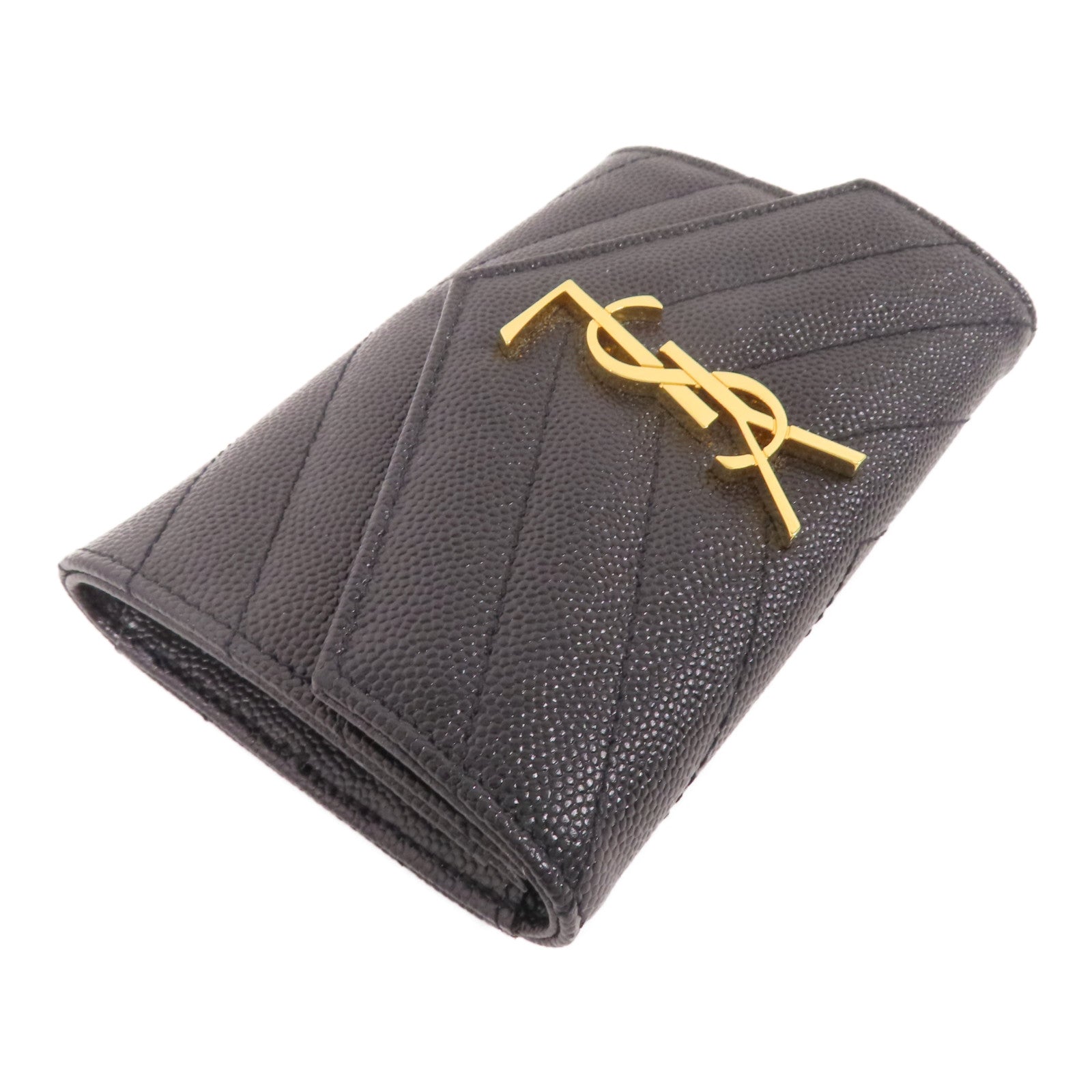 YVES SAINT LAURENT 牛皮皮革Card Case金扣卡套