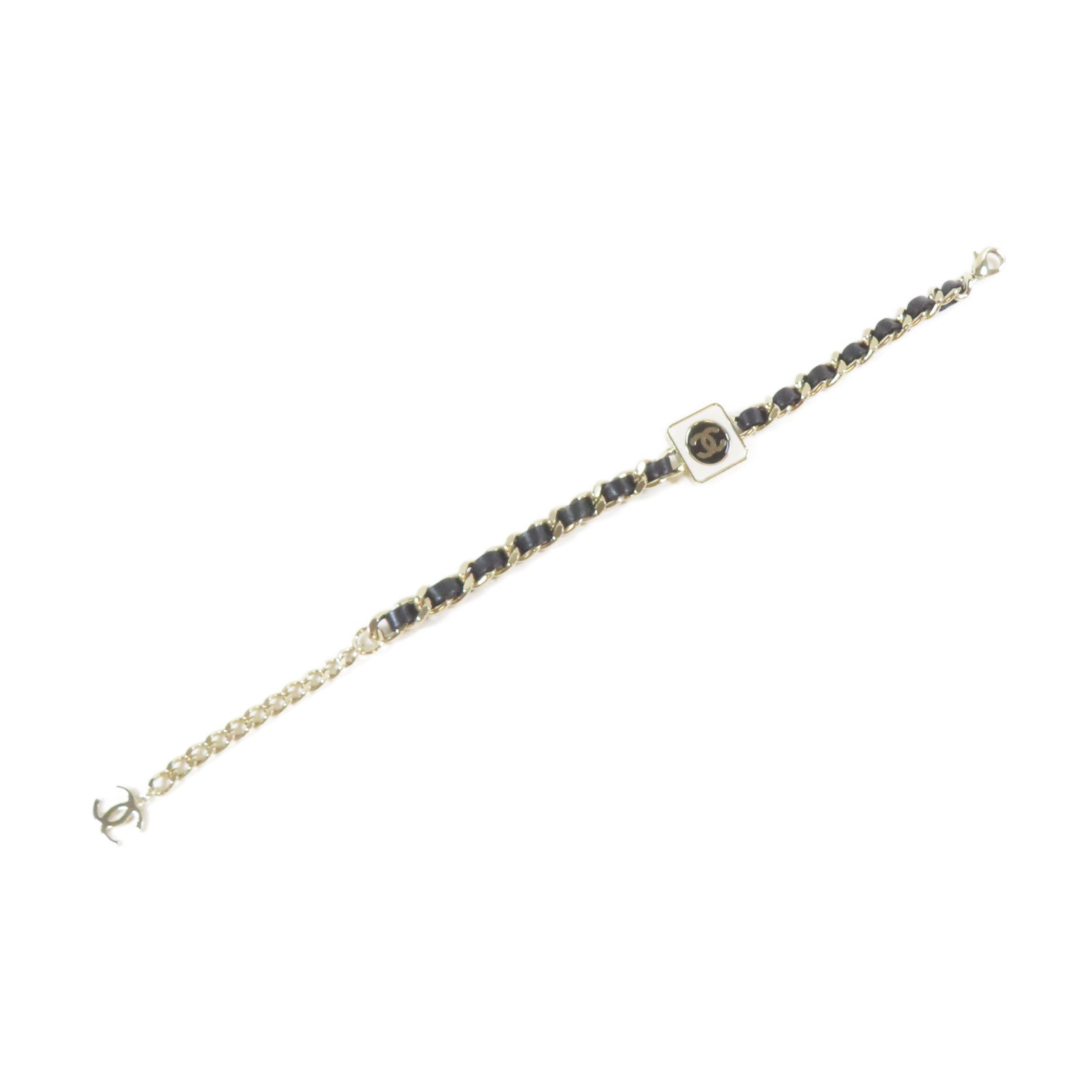 CHANEL 金屬/皮革Necklace項鍊金色/黑色#36cm