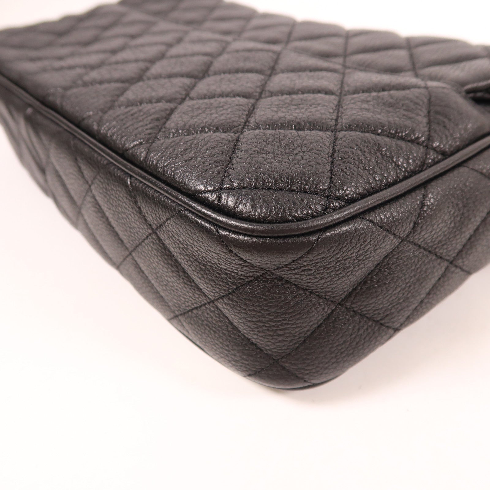 CHANEL CC SHW Shoulder Bag Calfskin Leather Black