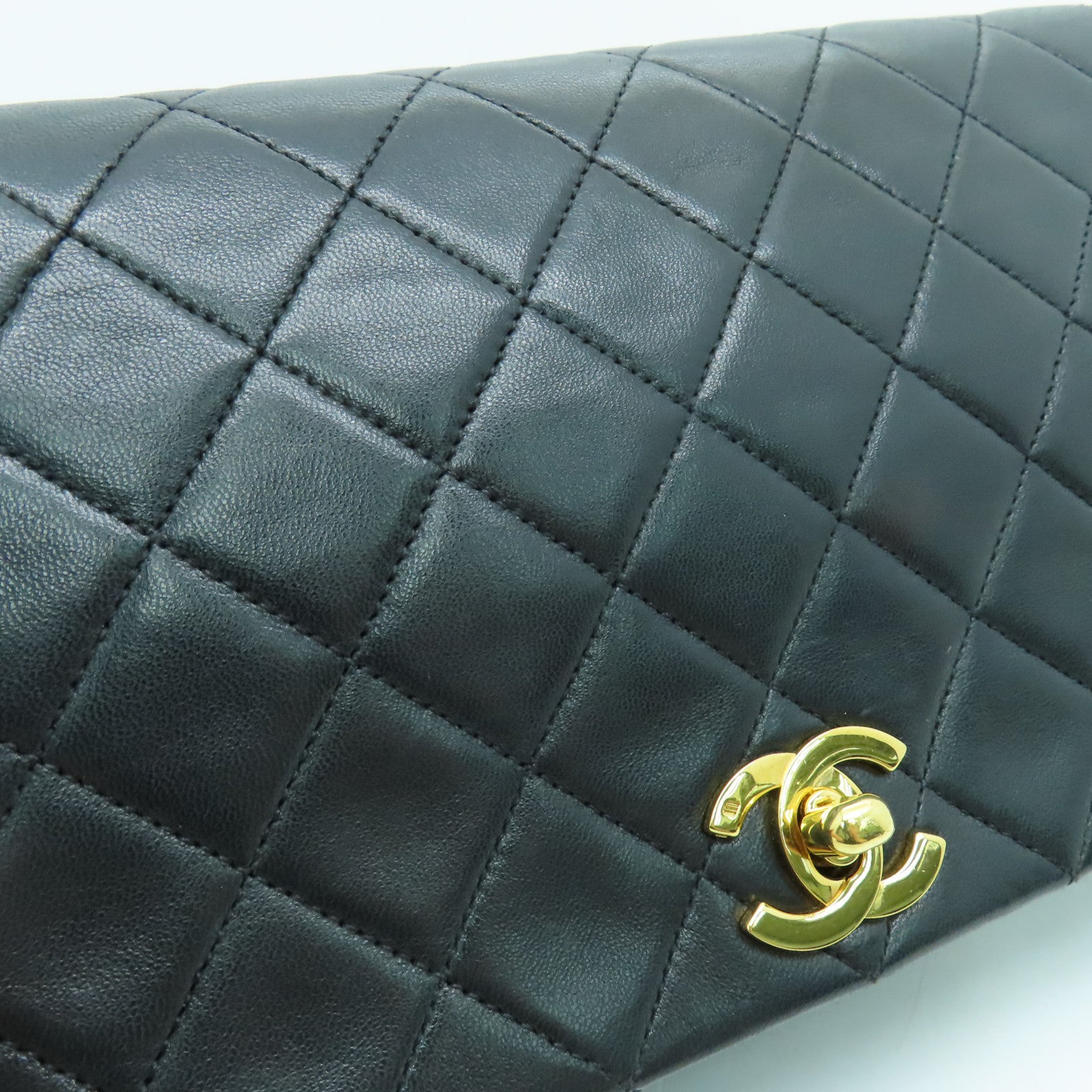CHANEL 【激減優惠】菱格羊皮皮革Chain Shoulder Bag金扣黑色