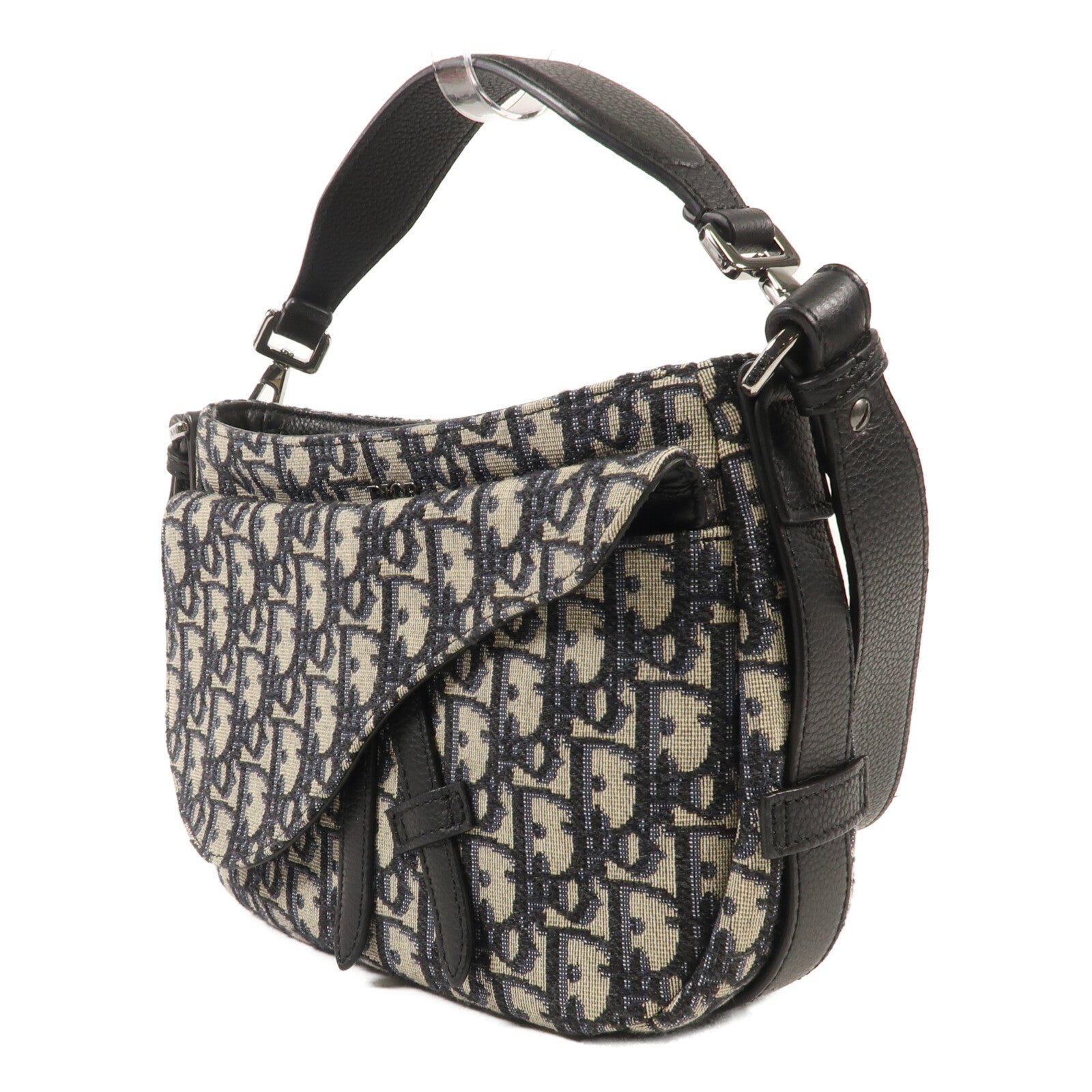 Dior 帆布Mini Saddle soff銀扣手挽肩背兩用袋