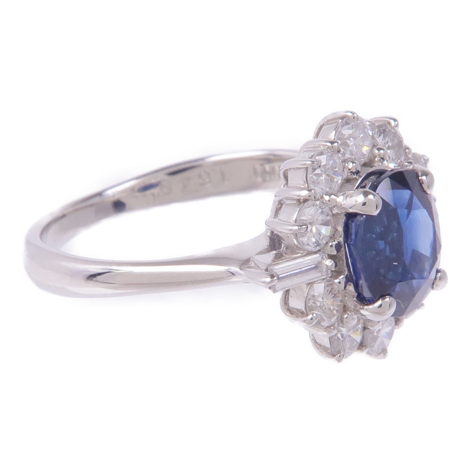 JEWELRY PT900鉑金Sapphire Diamond Ring藍寶石/鑽石戒指US#6.25