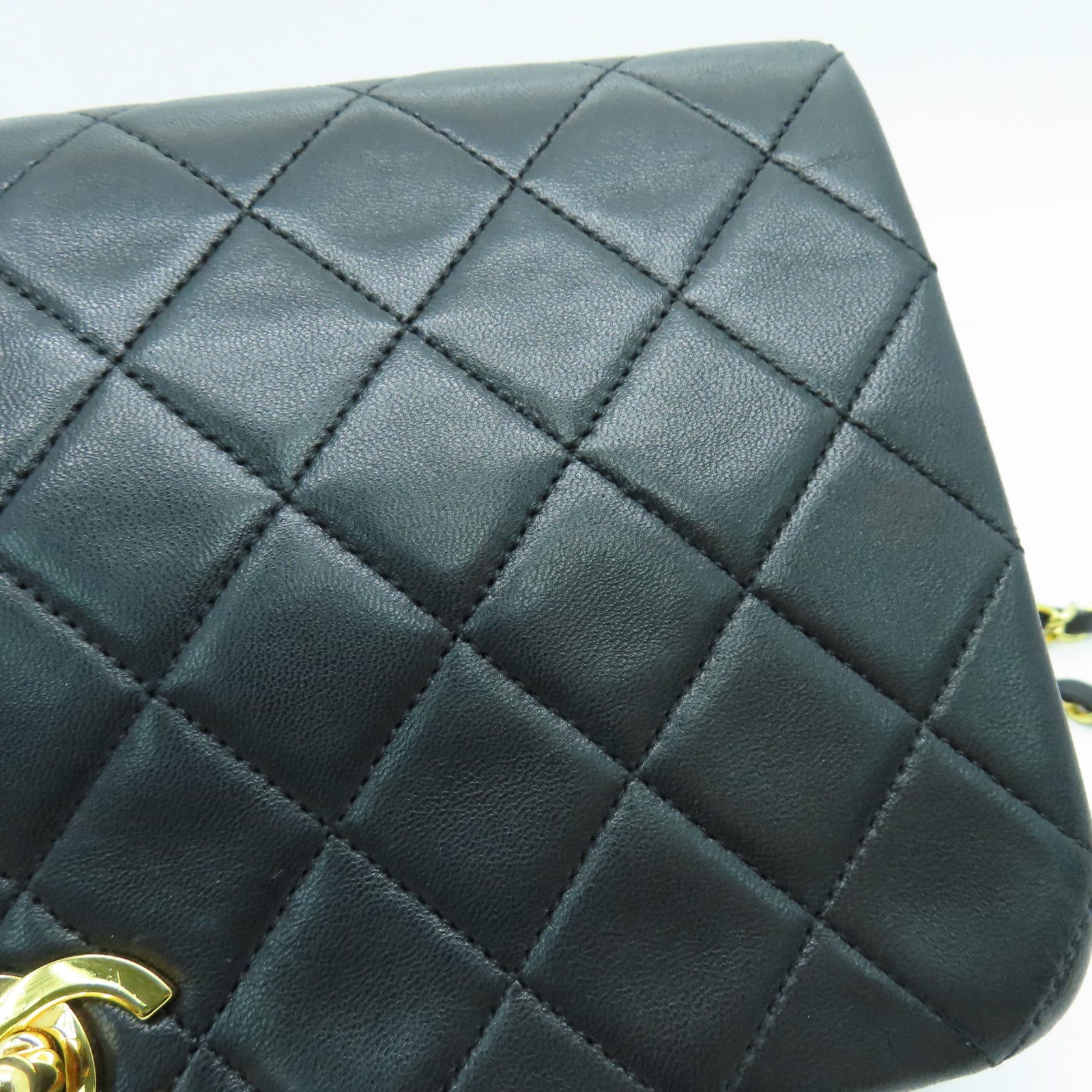CHANEL 【激減優惠】菱格羊皮皮革Chain Shoulder Bag金扣黑色
