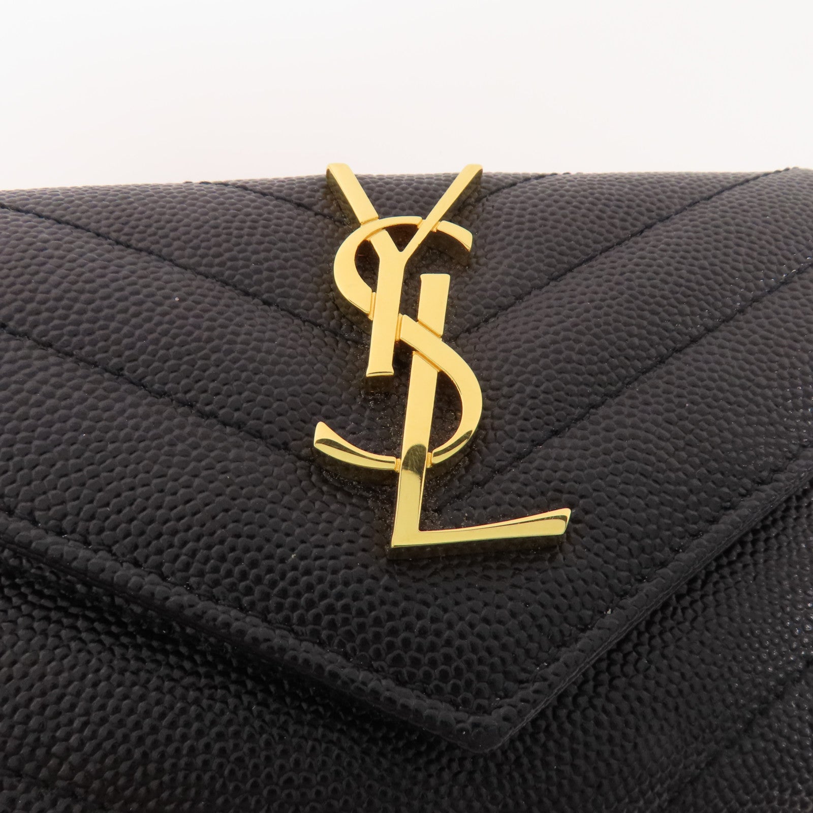 YVES SAINT LAURENT 牛皮皮革Card Case金扣卡套