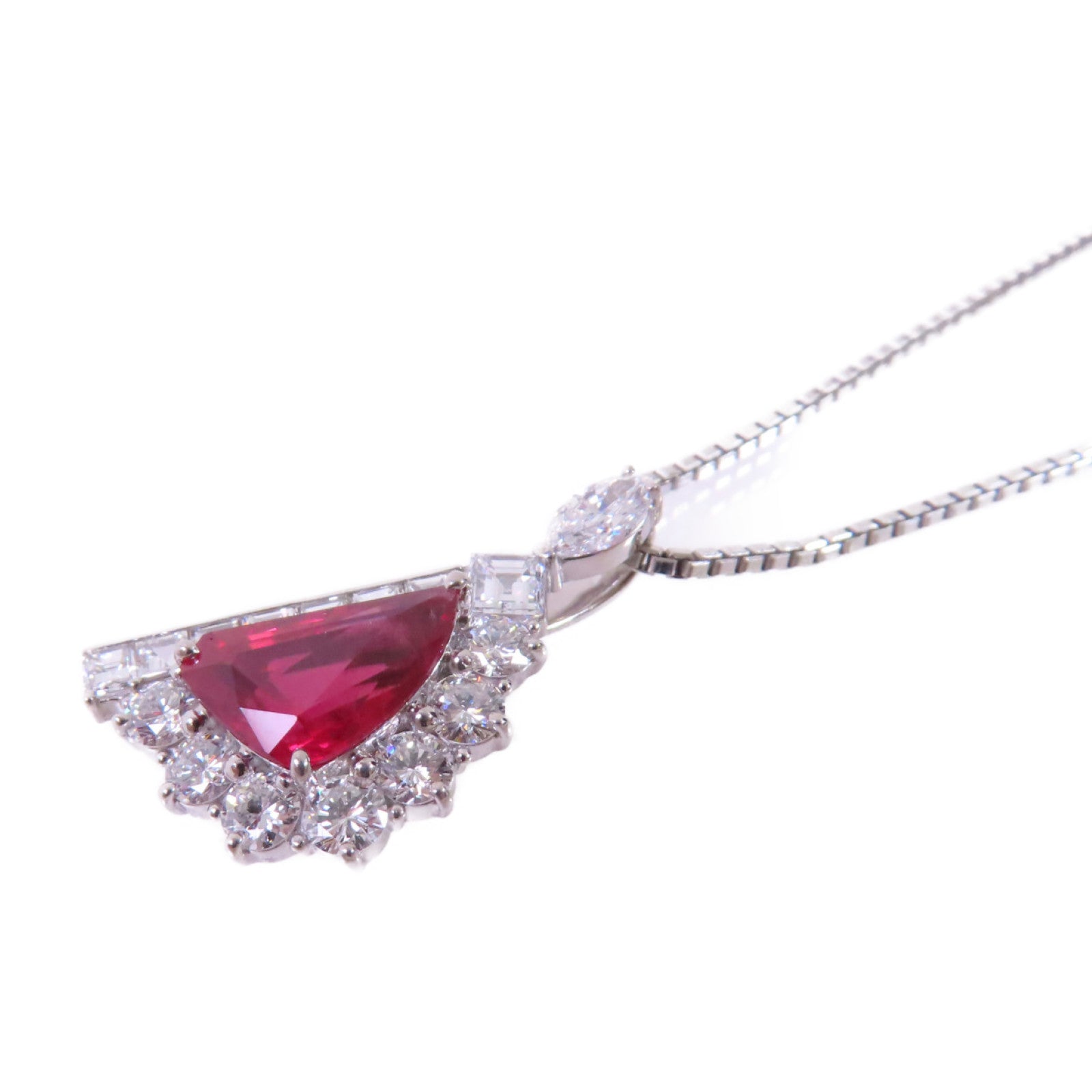 JEWELRY PT850鉑金/2.30ct紅寶石/1.64ct鑽石Ruby/Diamond Necklace項鏈